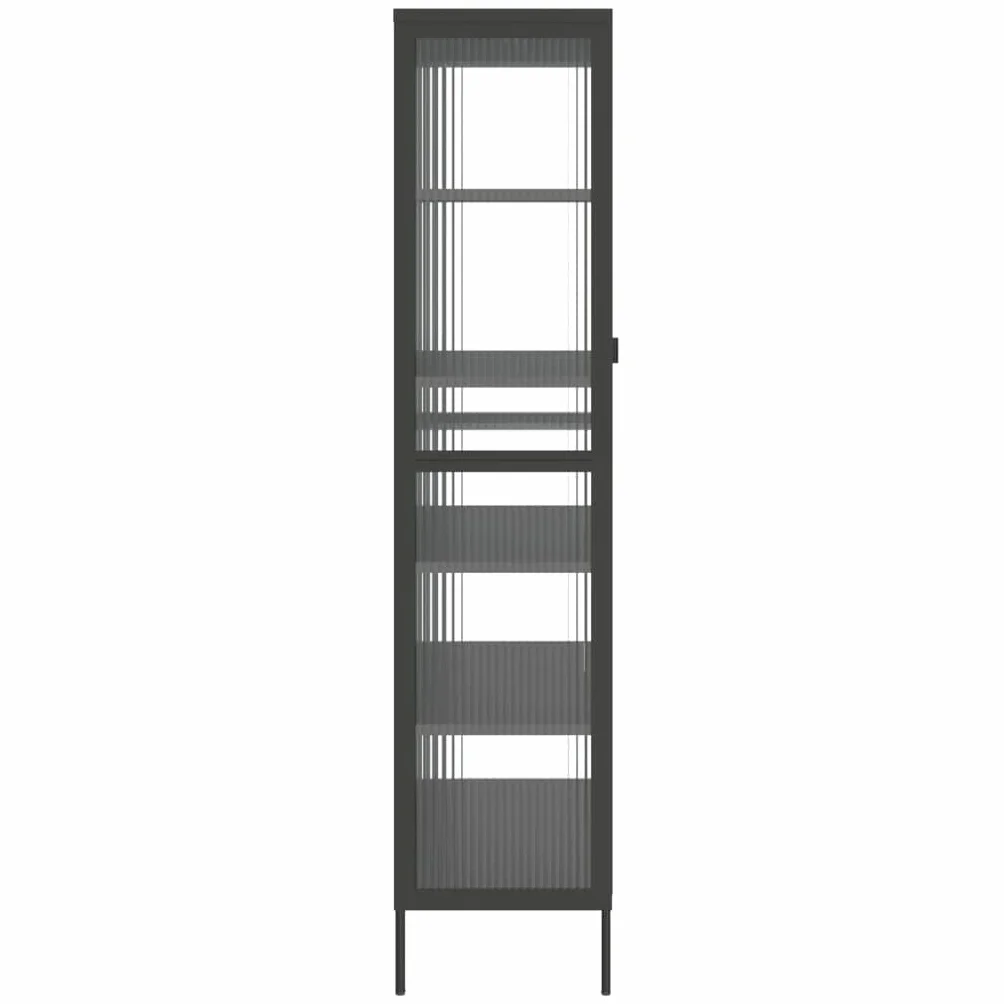 Hothingwell Bufet Top Czarny 85x40x180 cm Szkło karbowane Stal