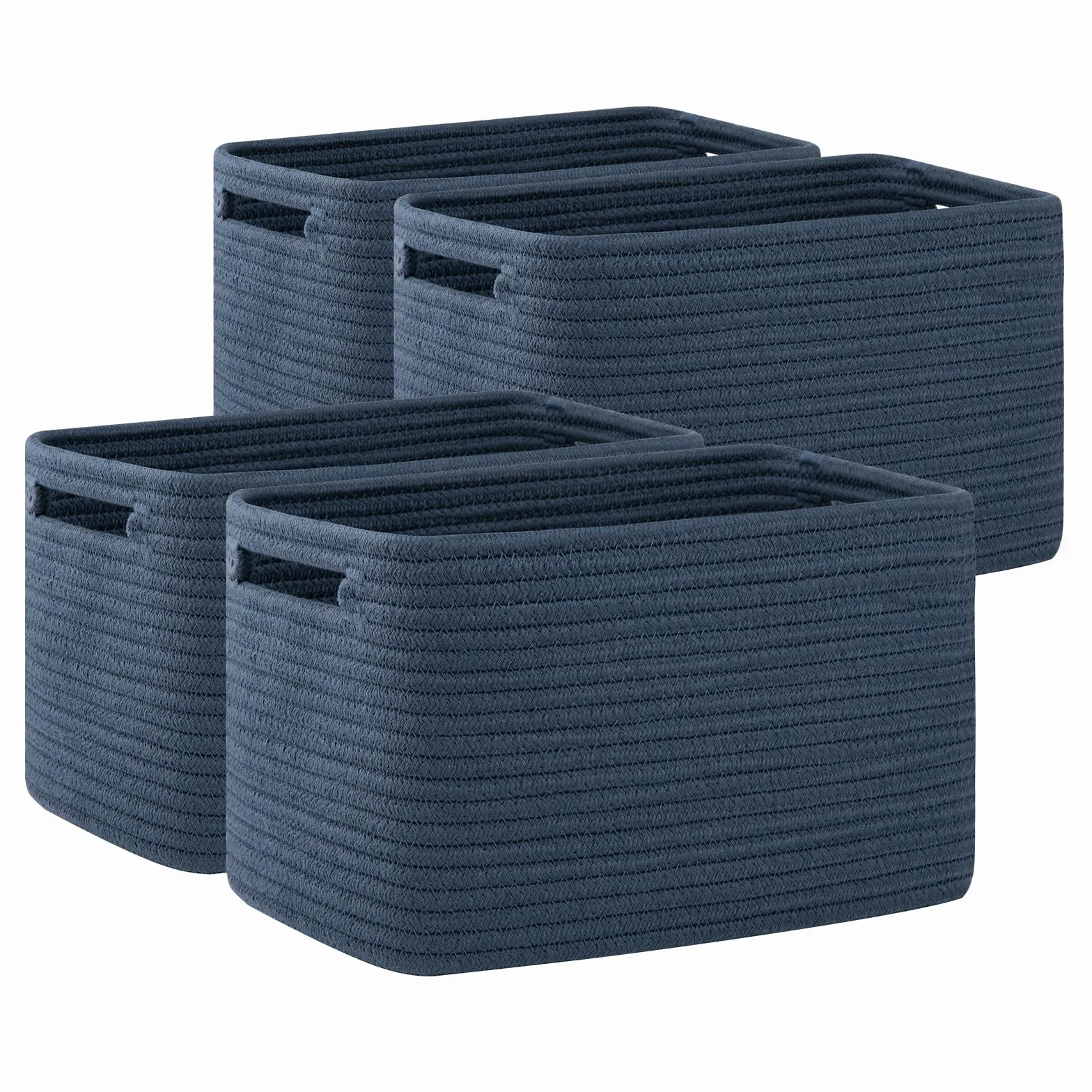 OIAHOMY 4-pak koszy do przechowywania do organizacji, kosze do przechowywania sześcianów, prostokątne kosze do przechowywania z uchwytami, tkane kosze do przechowywania, 30 cm dł. x 22 cm szer. x 19