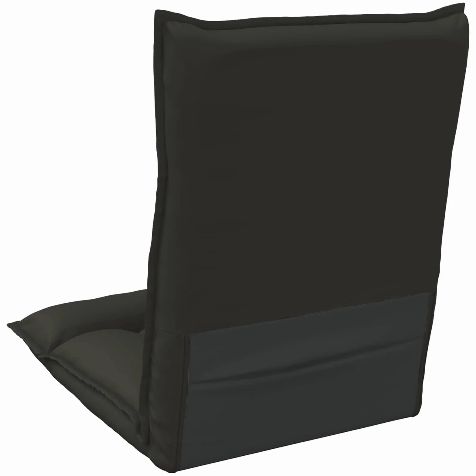 Krzesło podłogowe, czarne, sztuczna skóra, 55 x 61 x 70 cm, regulowane z wyściełanym oparciem, składane, ergonomiczne, do salonu, biura, jogi, czytania, gier