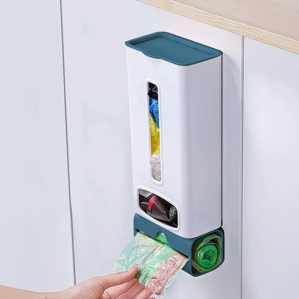 Dozownik plastikowych toreb, do montażu na ścianie, z tworzywa sztucznego, do worków na śmieci, klasyczny uchwyt na torebki z tworzywa sztucznego, worki na śmieci, akcesoria kuchenne, akcesoria