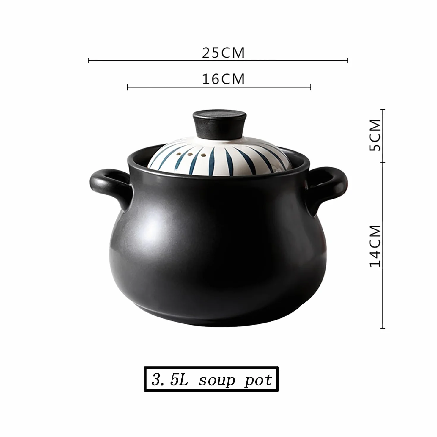 Ceramiczny czarny garnek gliniany do zapiekania z pokrywką(3.5l)