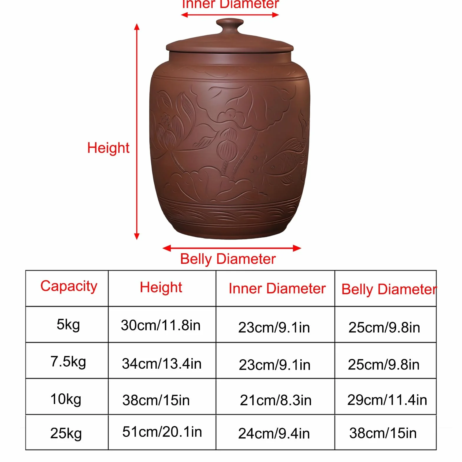 Ceramiczny zbiornik ryżu, Zamknięty ceramiczny słoik na ryż z pokrywką, dozownik ziarna na fasolę kukurydzę pszenica płatki owsiane 34x25cm(10kg)