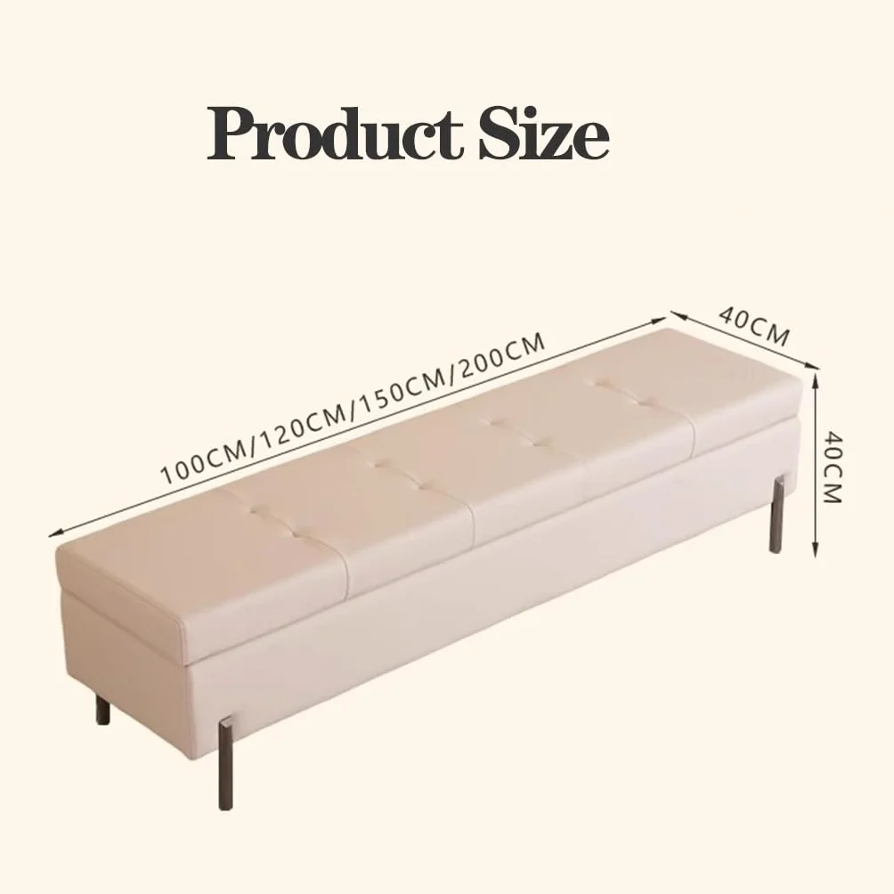 Szara skórzana ławka do przechowywania otomana - tapicerowany podnóżek do salonu i sypialni stylowa skrzynia do przechowywania na końcu łóżka 100 cm nowoczesny design