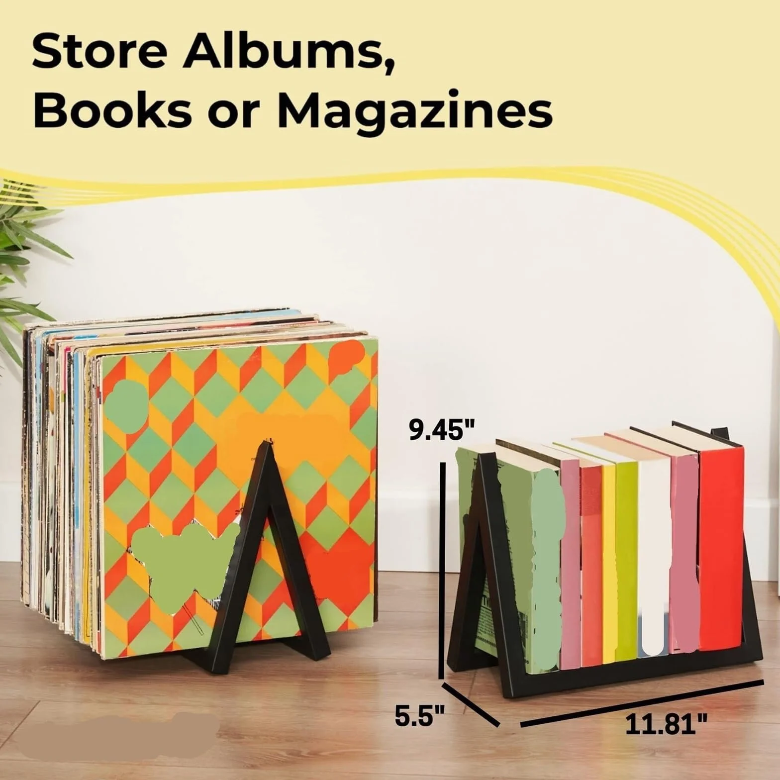 Stojak na płyty winylowe, zestaw 2 żelaznych stojaków do przechowywania i organizacji albumów winylowych, trwały uchwyt na płyty do domowego biura lub studia