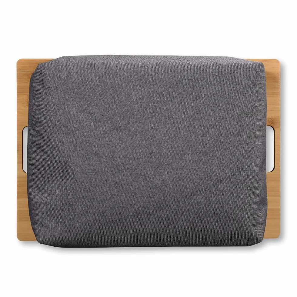 Kesper | Taca na kolano, materiał: bambus, tkanina, wymiary: 45 x 31 cm/wysokość: 8 cm, kolor: brązowy, szary | 77622