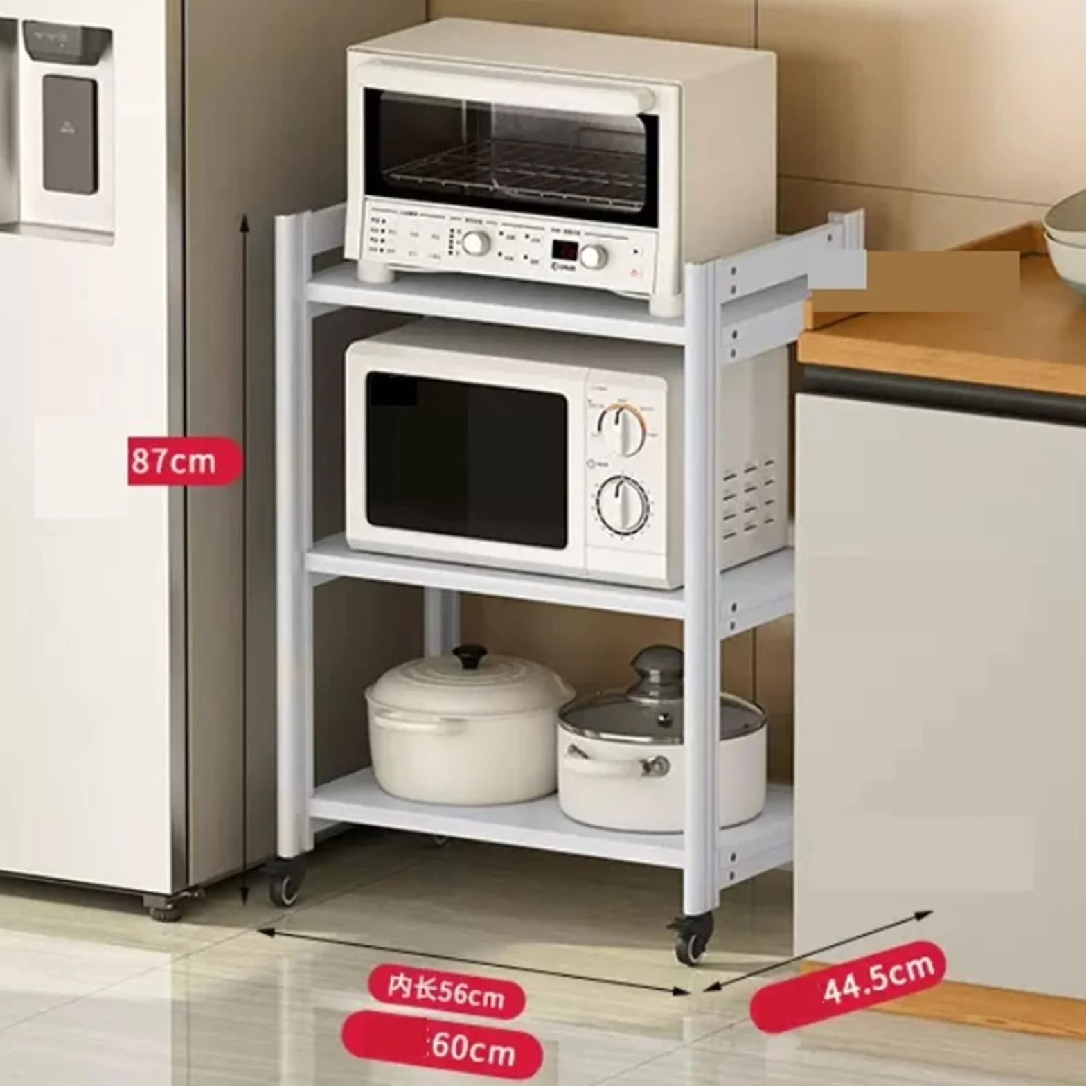 Nowoczesny Regał Kuchenny Nizer Z Trzema Półkami Do Przechowywania Małych Urządzeń Agd, Kuchenek Mikrofalowych, Piekarników Parowych I Elektrycznych U