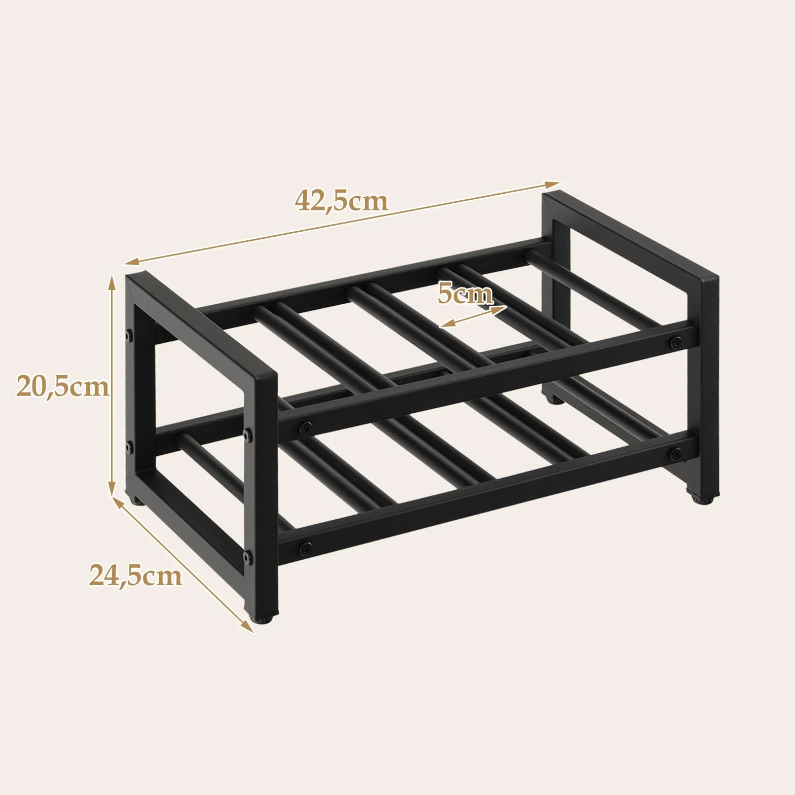COSTWAY 2-poziomowy regał na wino z metalu, stojak na butelki, stojak na 8 butelek, stojak na butelki wina, uchwyt na wino do kuchni, spiżarni, baru i piwnicy, 42,5 x 24,5 x 20,5 cm, JV10899DE