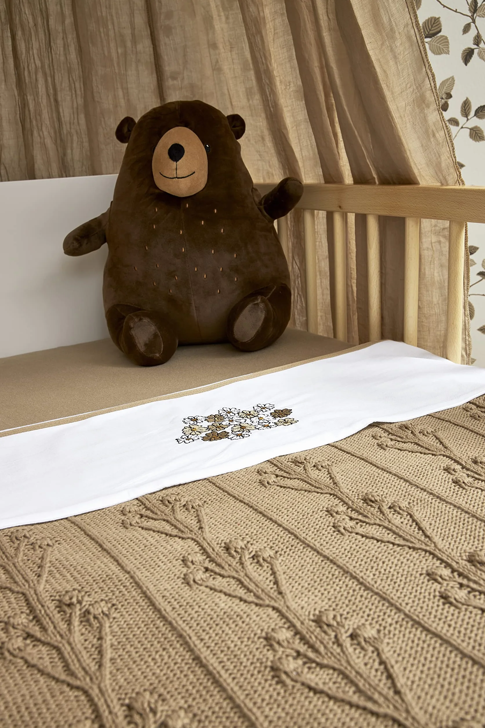 Meyco Baby Uni prześcieradło do łóżeczka dziecięcego (prześcieradło z miękkiego jerseyu, wykonane w 100% z bawełny, oddychające, wymiary: 50 x 90 cm), taupe