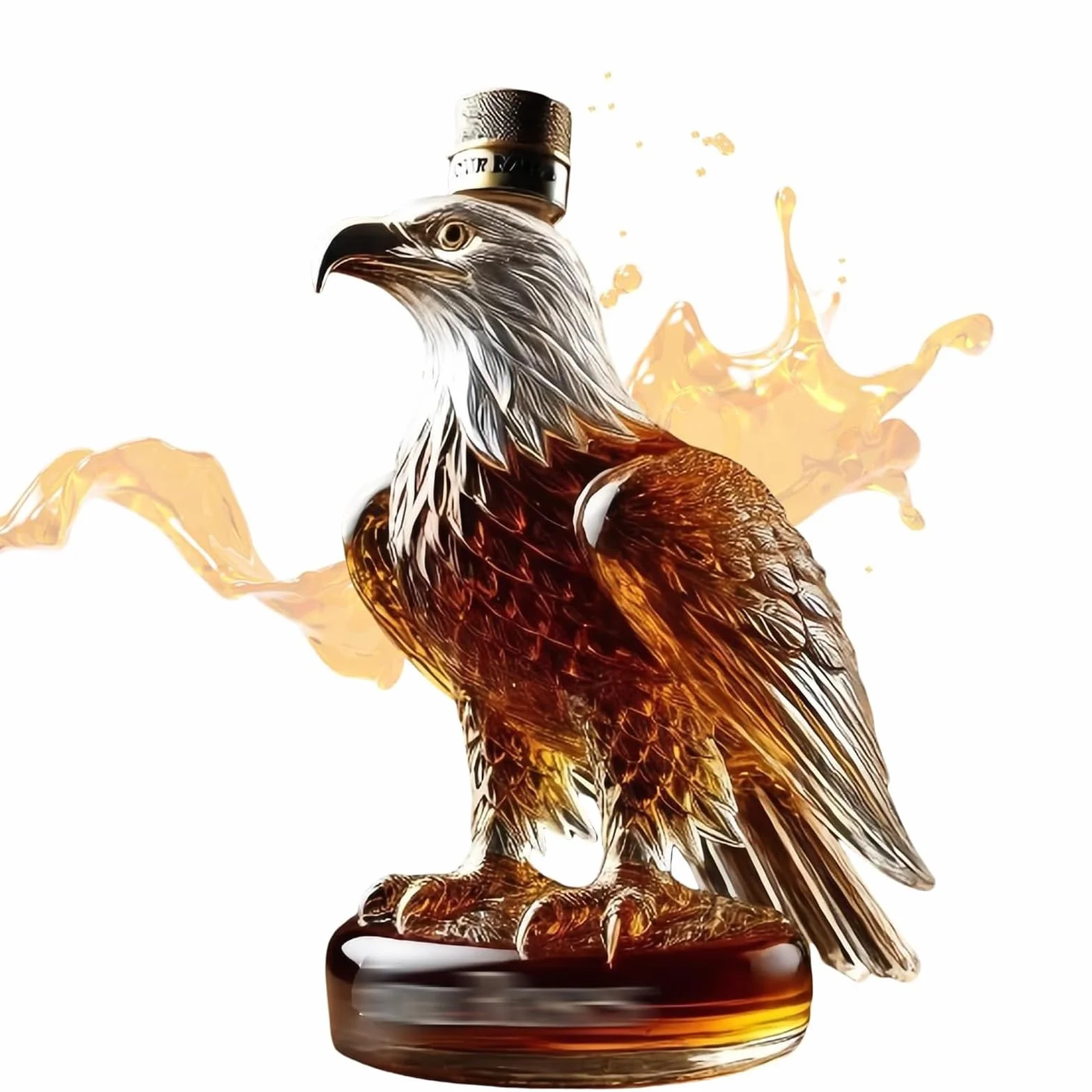 DJMAW Adler karafka do whisky, orzeł, butelka do whisky, wyjątkowa szklana karafka do whisky, orzeł, wyjątkowy dekanter do whisky, prezent dla miłośników whisky (okrągły dół)