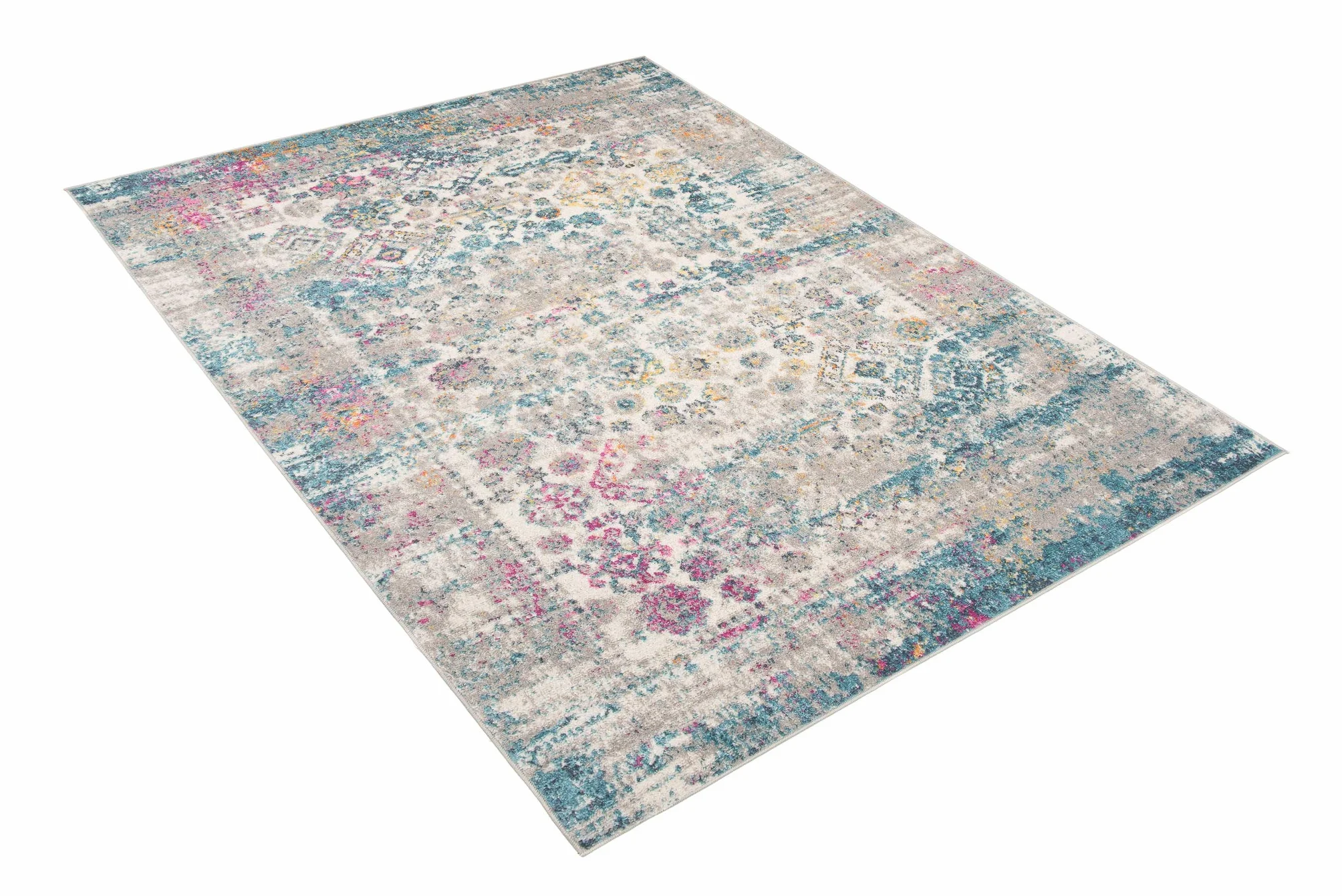 Tapiso Lazur dywan z krótkim włosiem, szary, niebieski, kremowy, pomarańczowy, różowy, klasyczny, wisiany, orientalny, do salonu, sypialni, Ökotex 240 x 330 cm