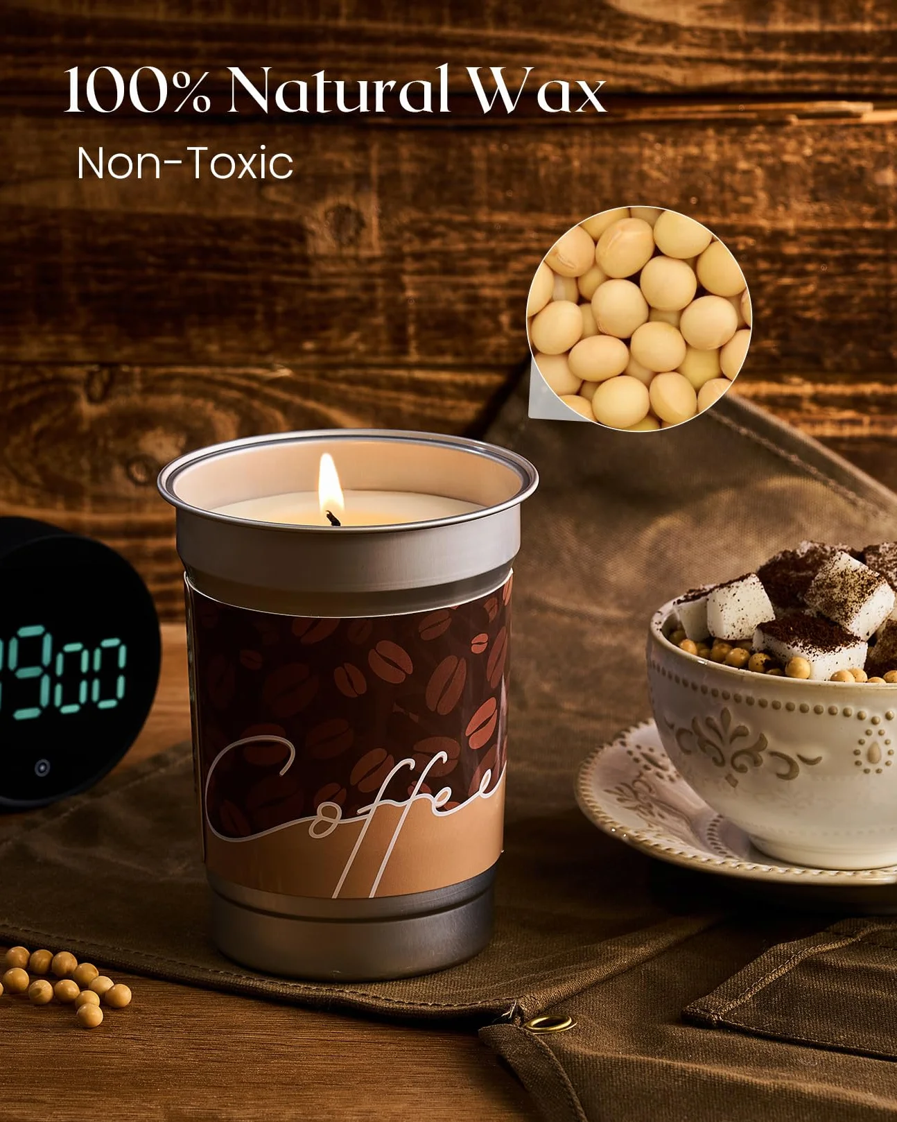M&SENSE Świeca zapachowa z aromatem kawy 460g, zapach kokosowego latte, 99 godzin długotrwałego palenia, mocno pachnące świece, świeca z wosku sojowego do sypialni, kuchni, dekoracji domu, zimowe