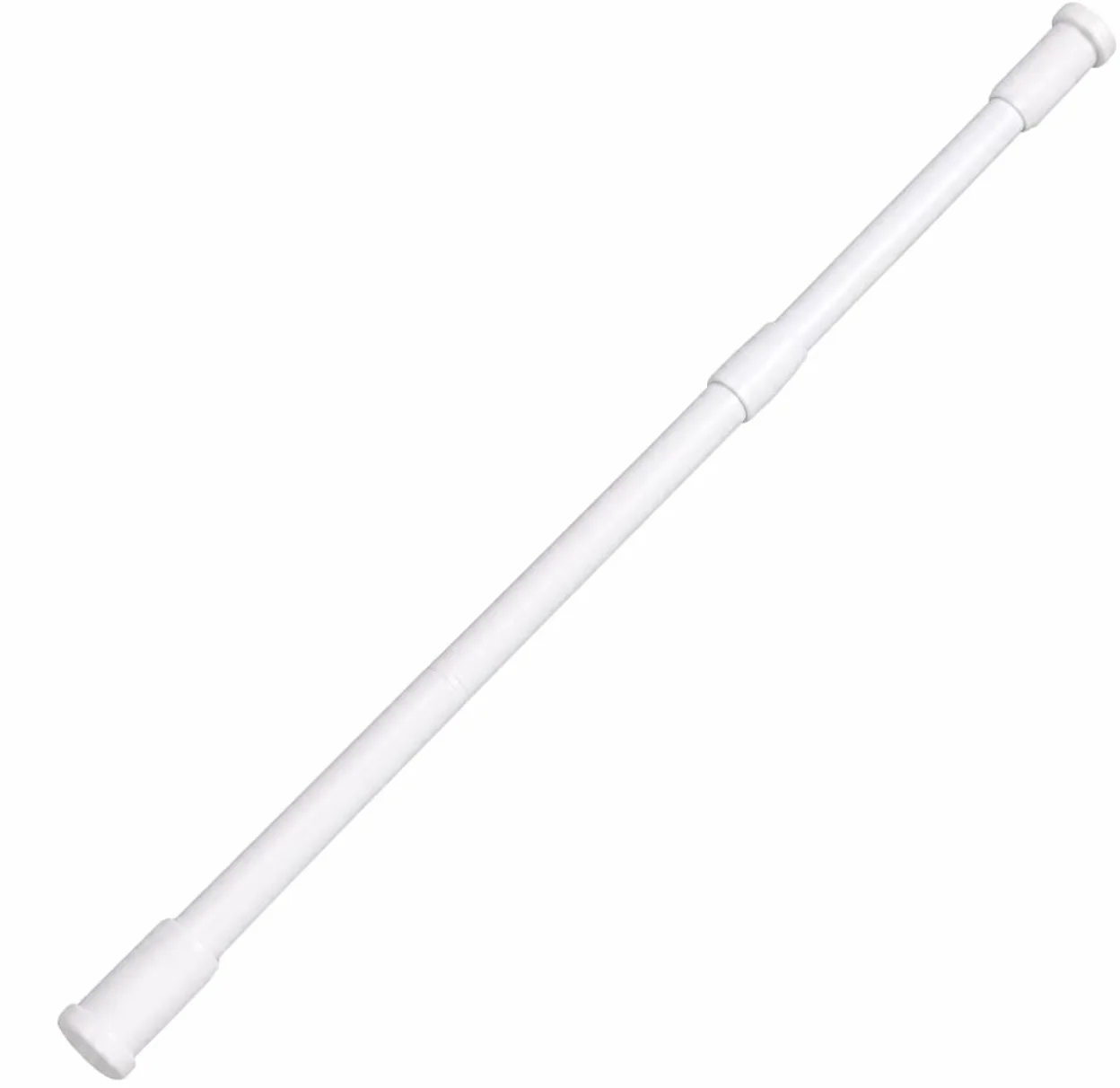 PARENCE – Biała metalowa teleskopowa zasłona prysznicowa 70–120 cm – bez otworu – mocowanie ciśnieniowe – Ø wąż 20 mm/Ø koniec 32 mm