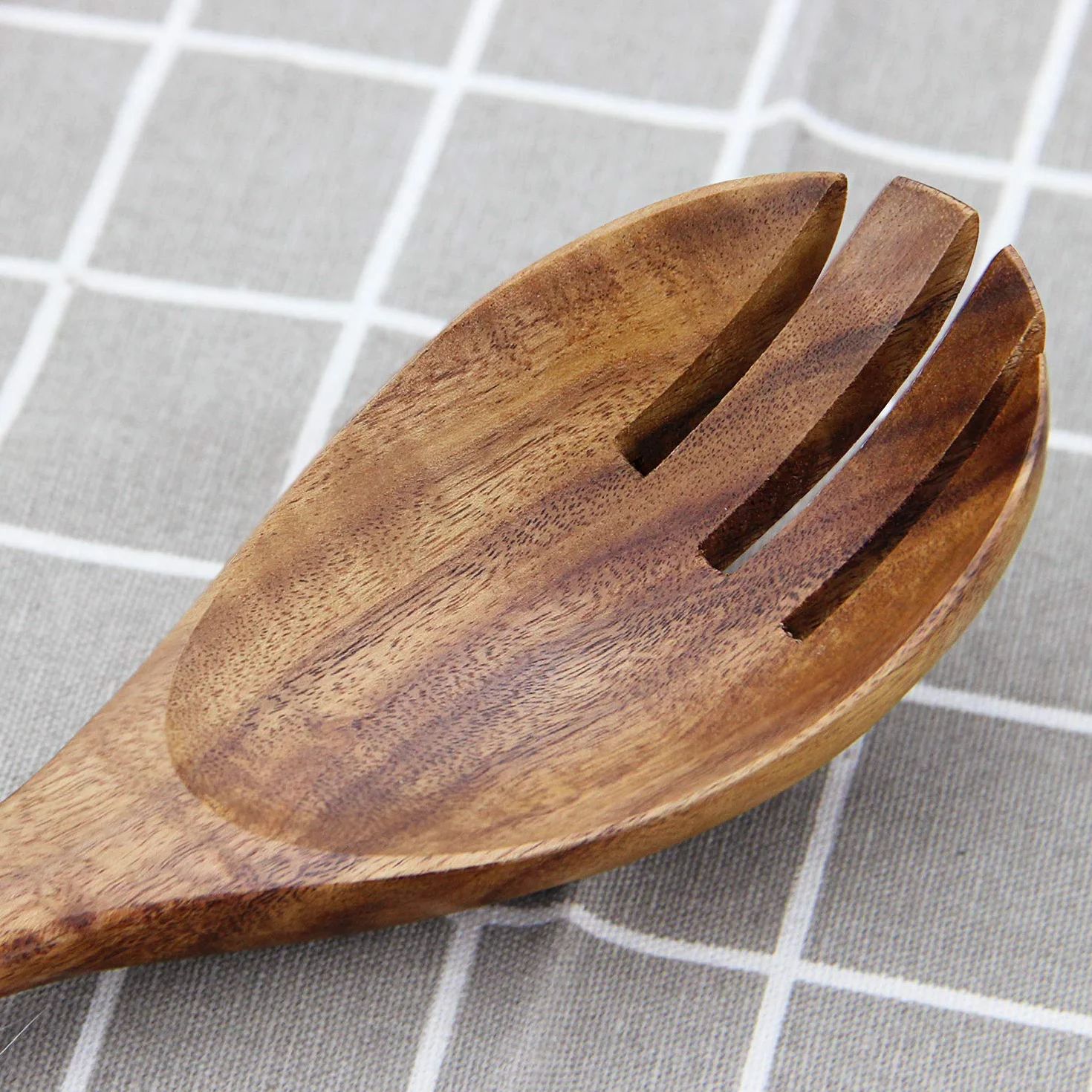 AOOSY 2 sztuki drewnianych serwerów do sałatek, 25 cm drewniane łyżki do serwowania, zestaw do mieszania sałatek, widelec obiadowy i łyżka, długi uchwyt, szczypce do sałatek, przybory kuchenne, zestaw