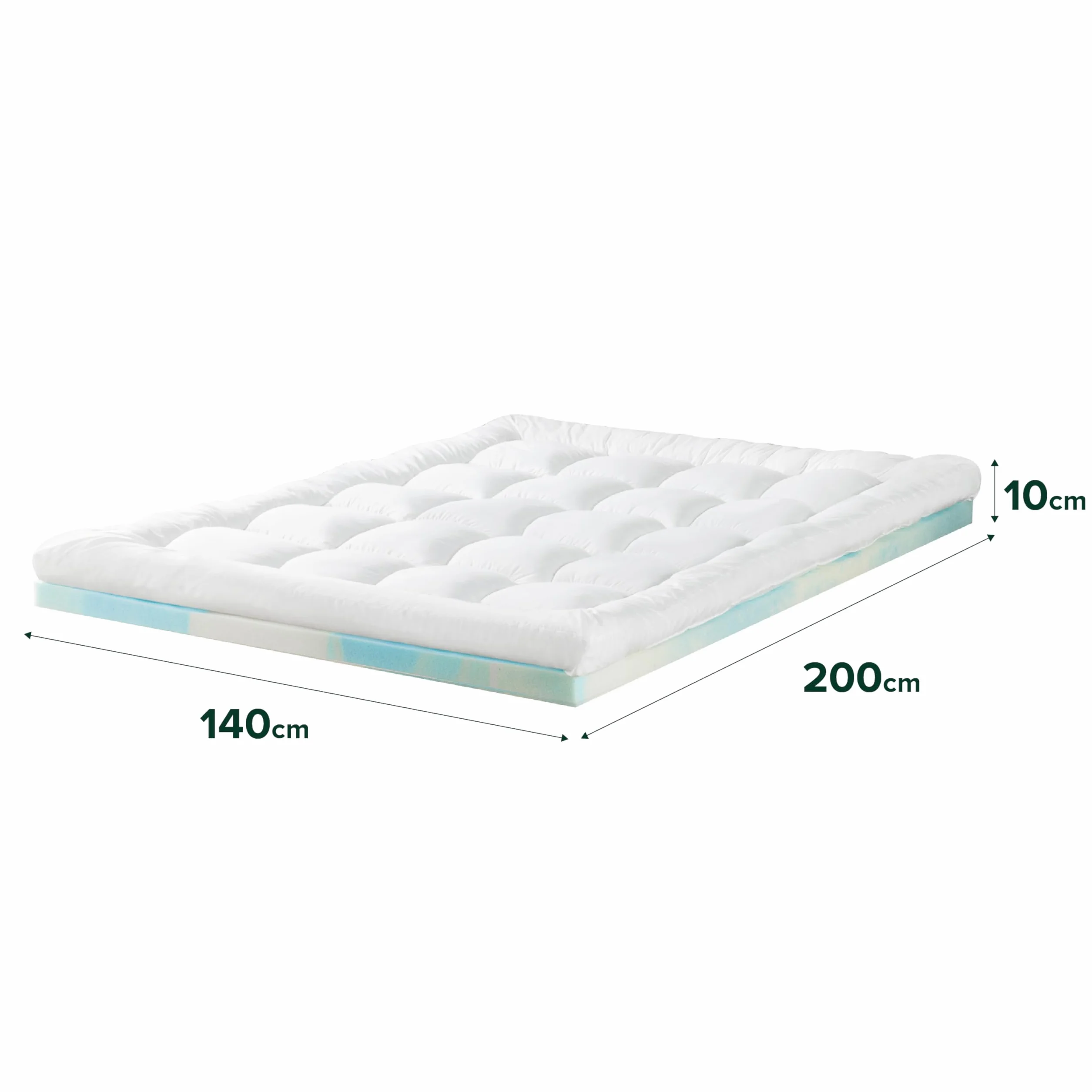 Zinus Materac wierzchni z pianki Visco, 140 x 200 cm, grubość 10 cm, wzornictwo Open-Cell, certyfikat Oeko-Tex, oddychająca i ortopedyczna, ergonomiczny komfort, średnio twardy, biały