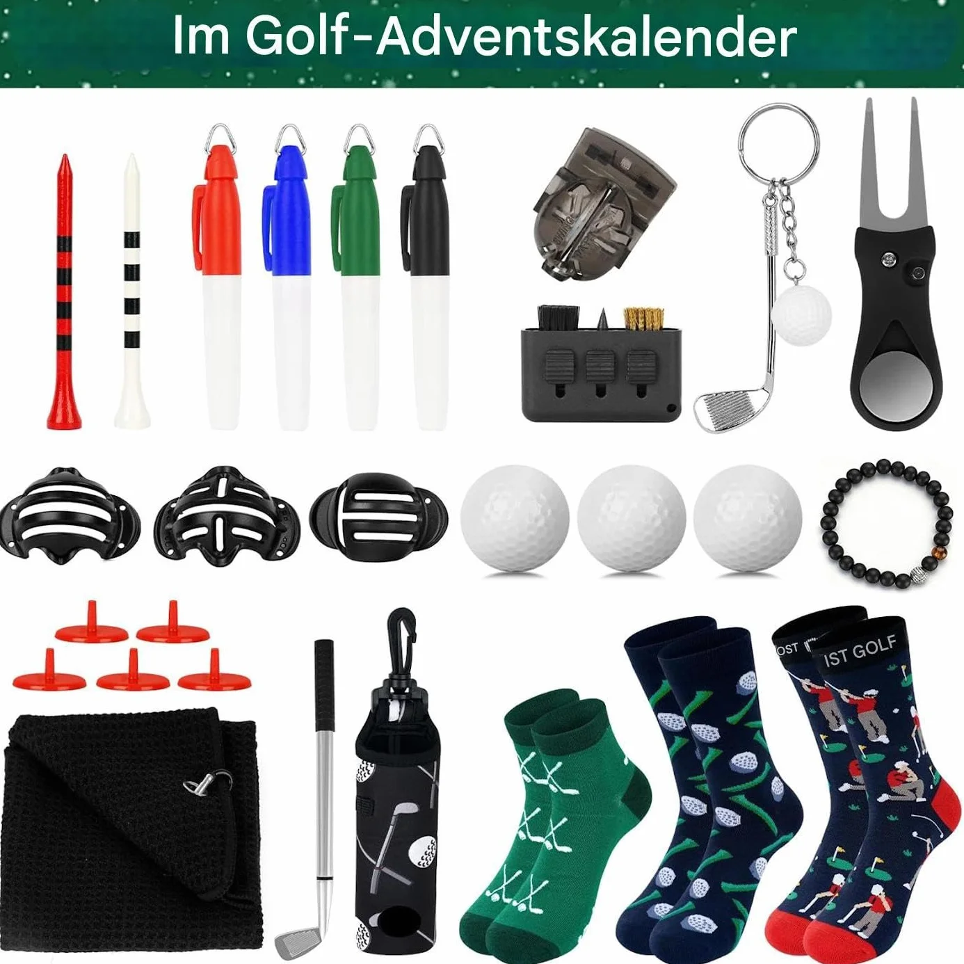 Kalendarz Odliczania do Świąt Bożego Narodzenia 24 Dni Golfowego Odliczania | Akcesoria Golfowe dla Początkujących Gra Sportowa Szkolenie Kurs Impreza Sportowa