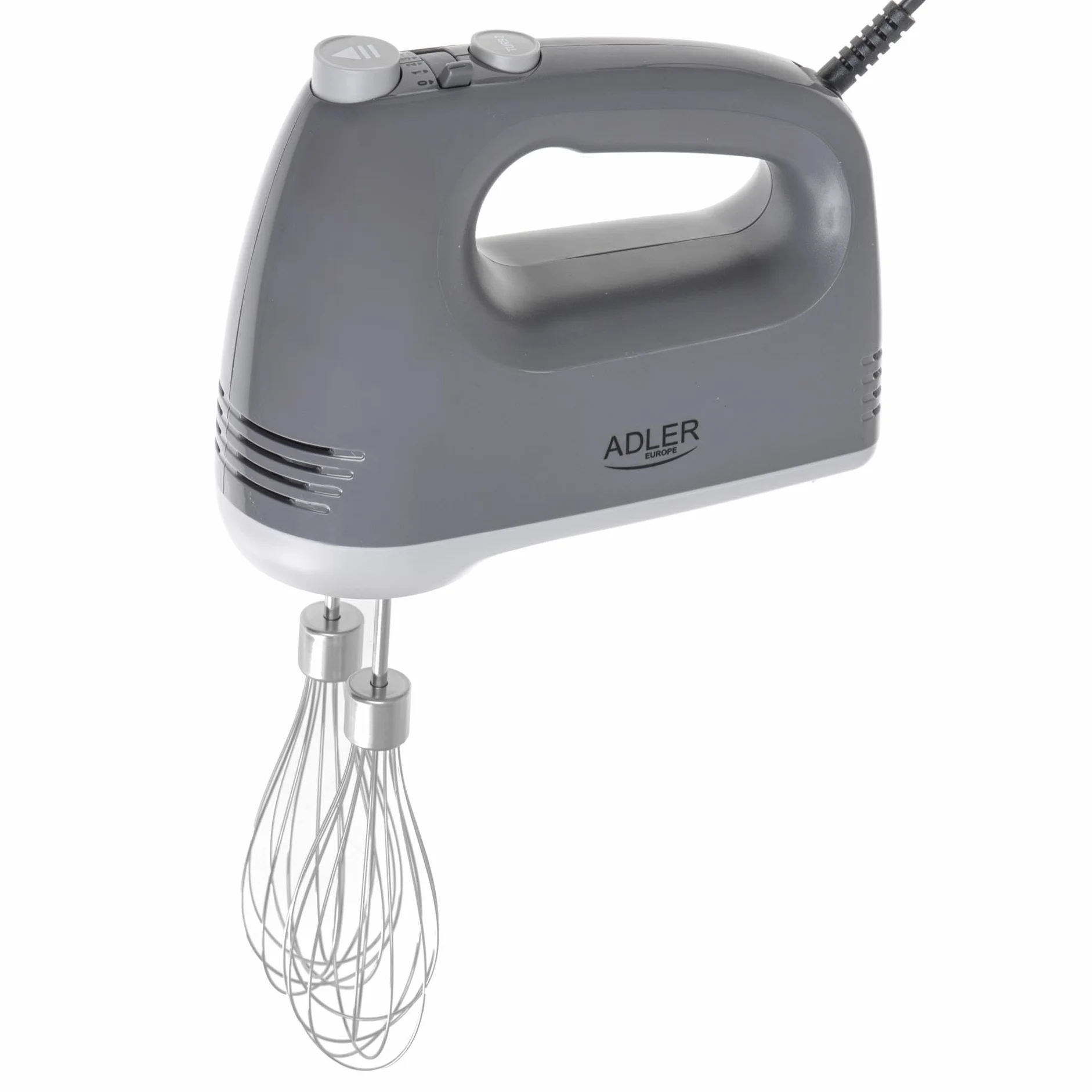 ADLER AD 4231 Mikser Ręczny 750W 5 Prędkości Turbo Końcówki Stal Nierdzewna 21 cm Szary