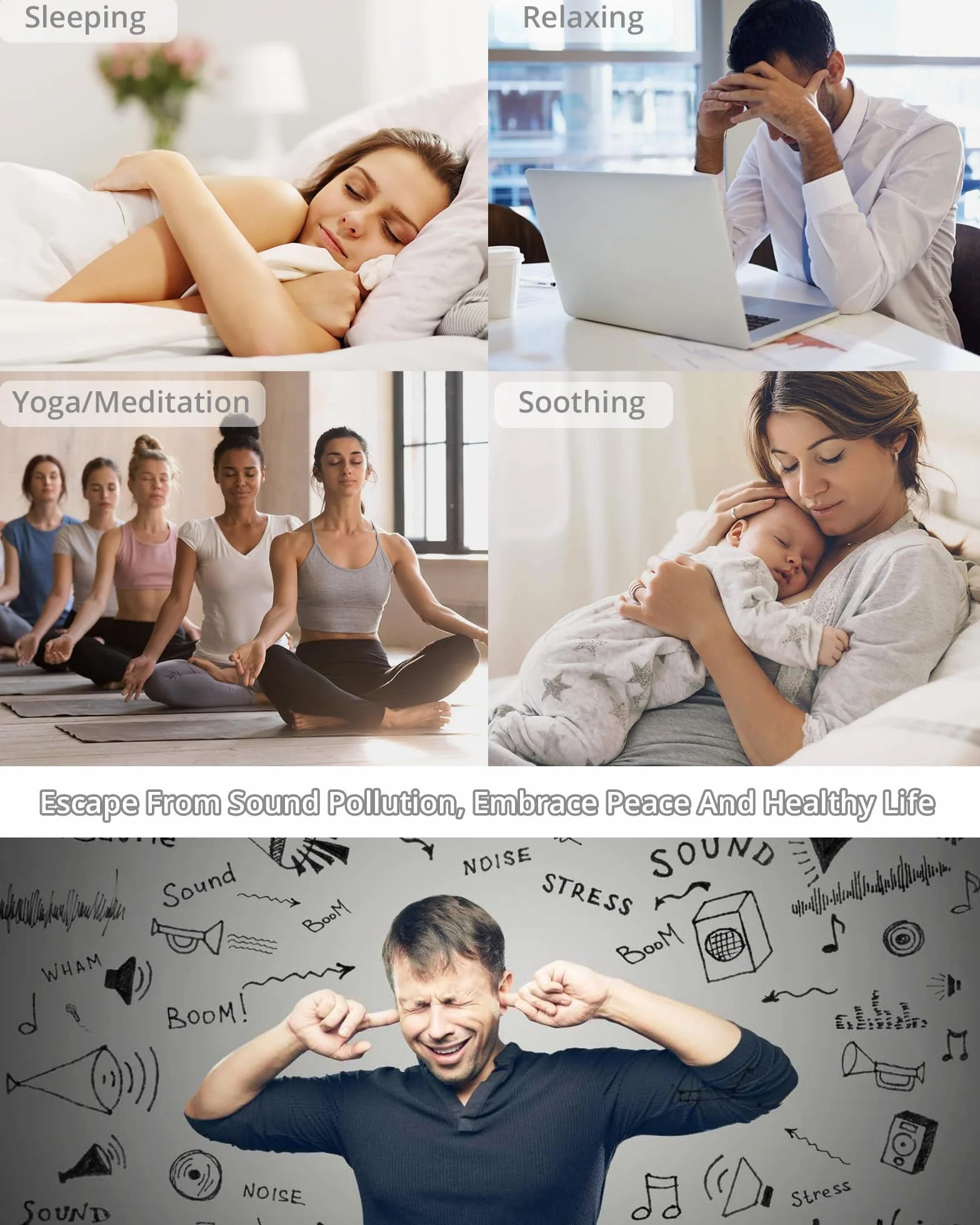 HOMGEN Biała maszyna do szumów dla dorosłych i niemowląt Maszyna dźwiękowa z lampką nocną i 30 relaksującymi dźwiękami White Noise Machine Baby Przenośny z funkcją pamięci i ładowania przez