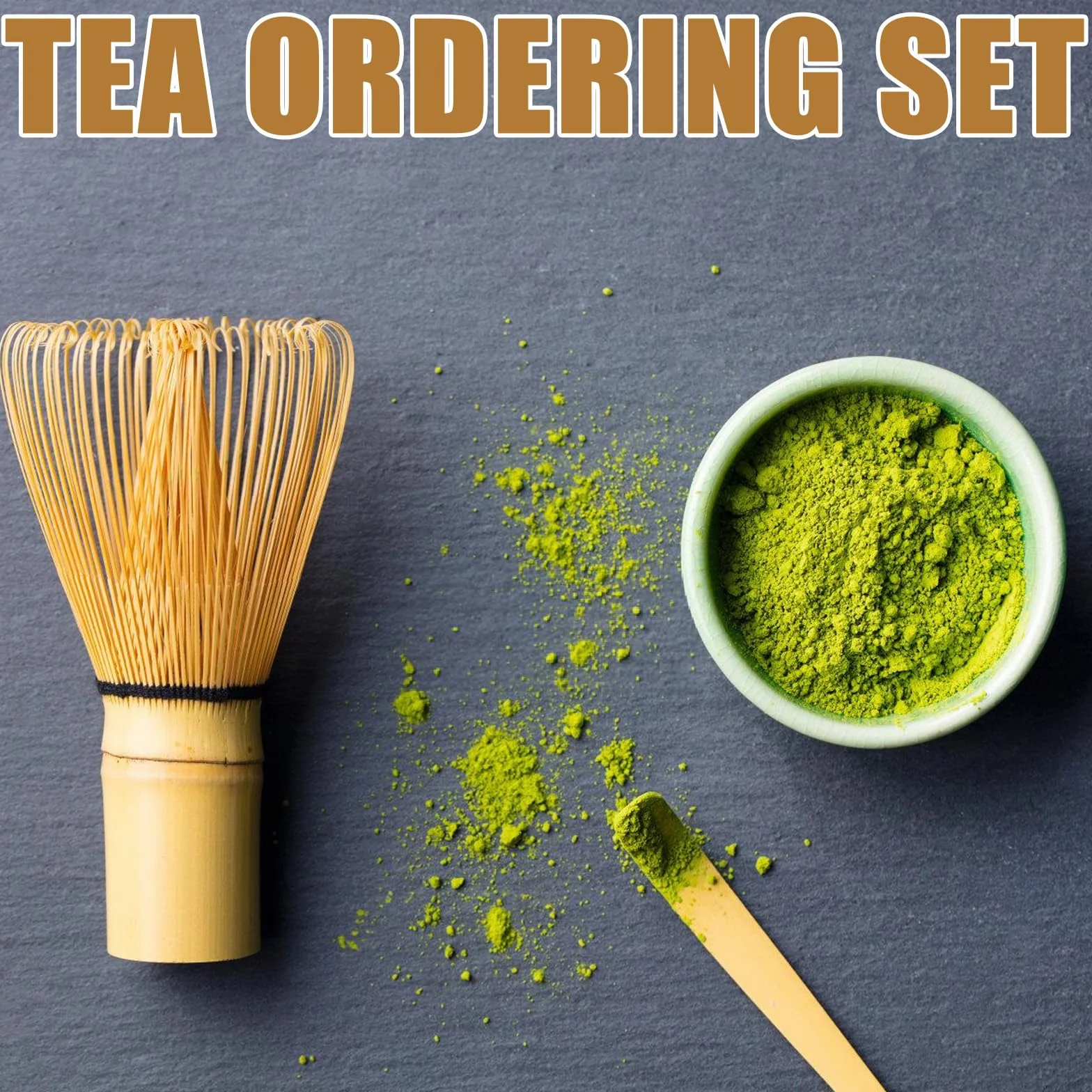 Ceramiczny zestaw matcha (miotła, miska z wylewką, trzepaczka i łopata)