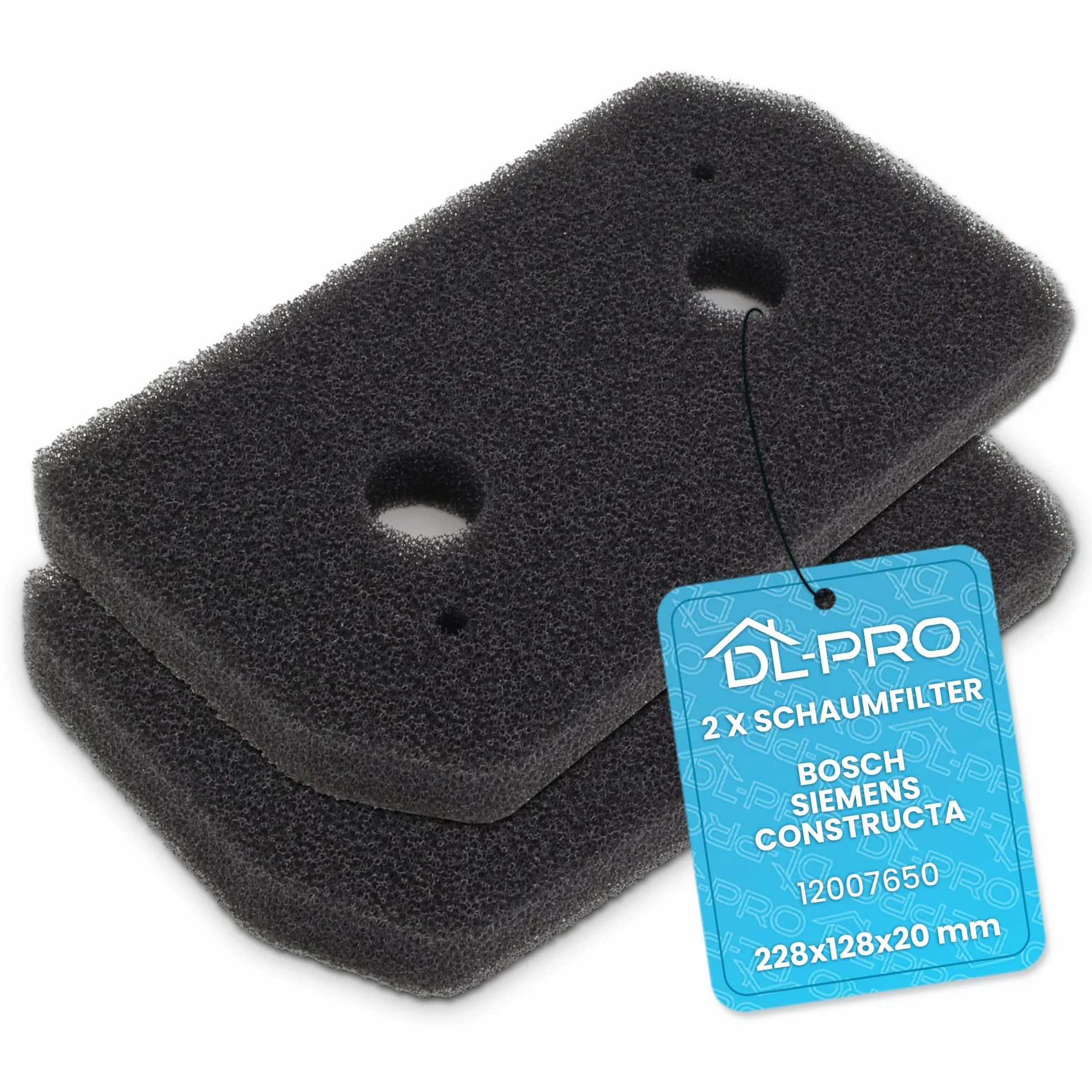 DL-pro filtr piankowy 228 x 128 mm do Bosch Siemens 12007650, cokołowy, filtr do suszarki, suszarki, pralko-suszarki, 2 szt