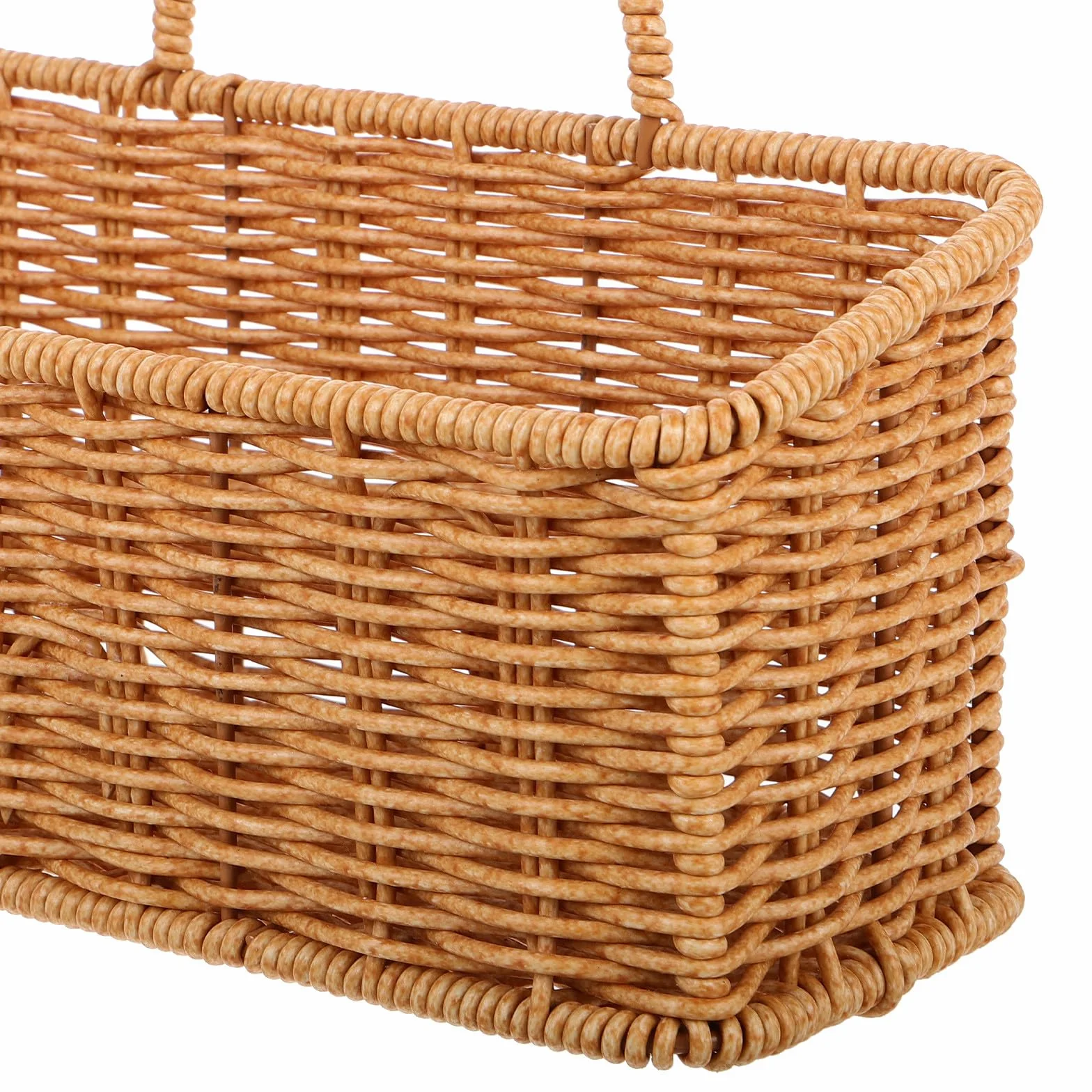 Rattanowy Wiszący Kosz Ścienny z Uchwytem Lekki i Kompaktowy Koszyk Do Przechowywania Owoców Warzyw Cebuli i Czosnku Mocowany Ścianie Do Kuchni Stylu Boho