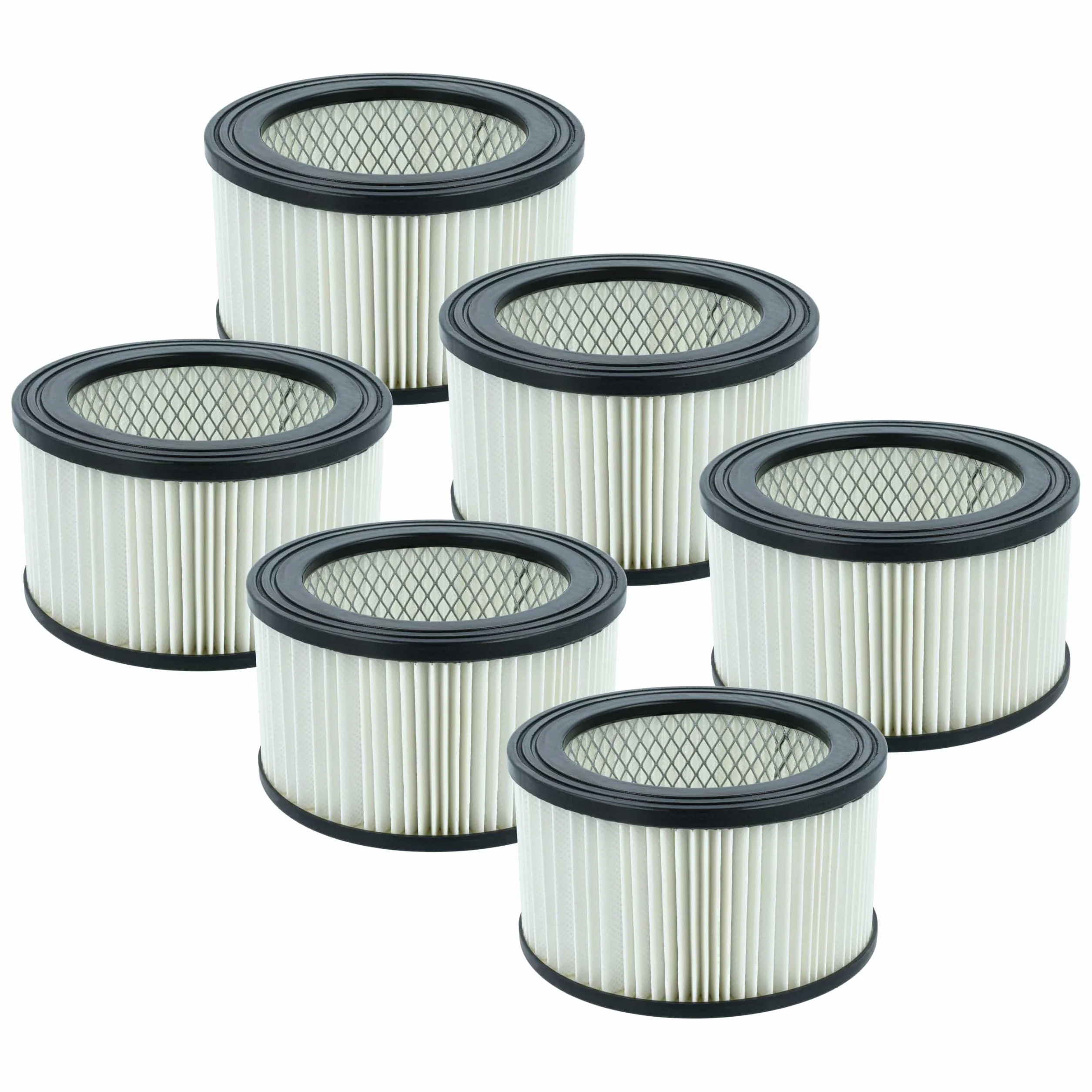 vhbw 6 x filtr kartridżowy kompatybilny z odkurzaczem popiołowym TecTake 401048, 400930, 401049 - czarno-biały zmywalny