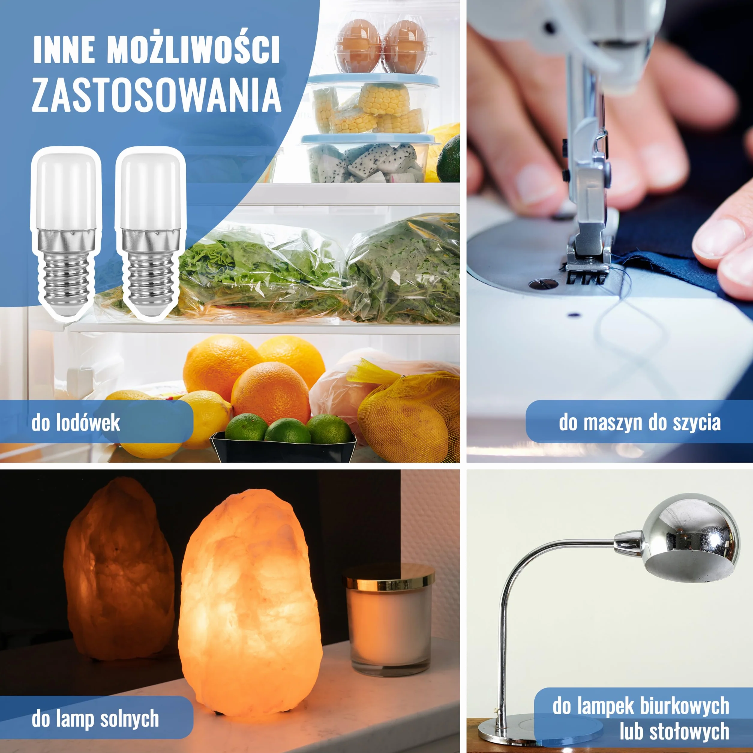 Poppstar żarówka LED do lodówek (E14, 1,6W, zimna biel, 150 lm (16W), 6000 K), 2 sztuki