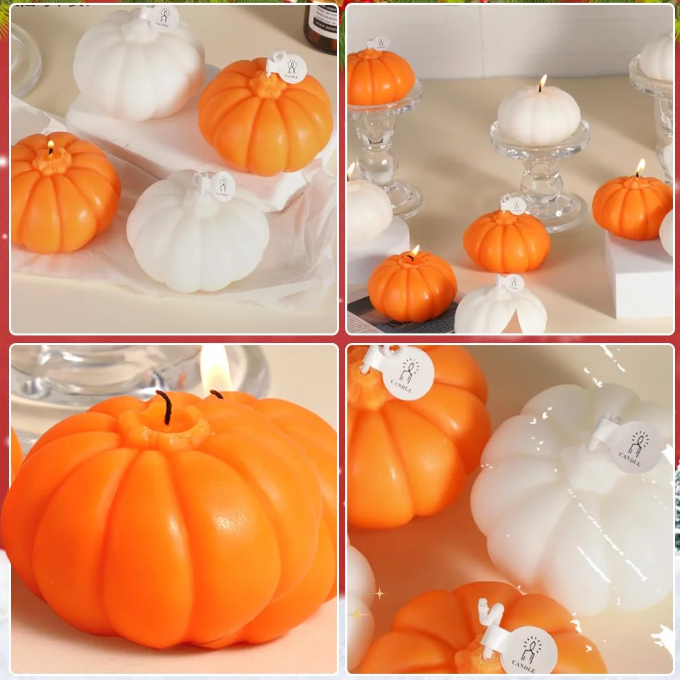 2 szt. Świeca dyniowa na Halloween Aromaterapia Świece Ręcznie robione Płonące Woskowe Świece, Święto Dziękczynienia Jesienne Dekoracje Sypialnia Dekoracja Stołowa