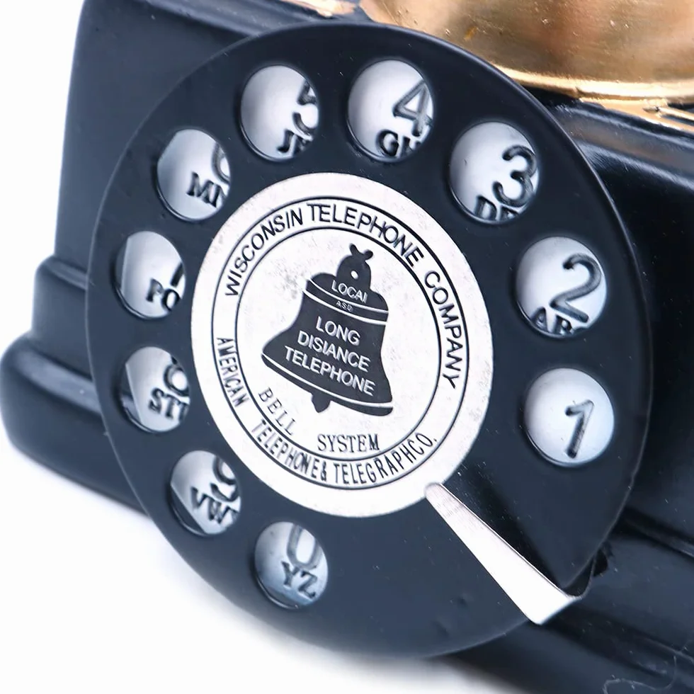 Retro kreatywny antyczny telefon dekoracyjny z żywicy numeracja do dekoracji kawiarni, baru, okna, akcesoria do wystroju domu (czarny)