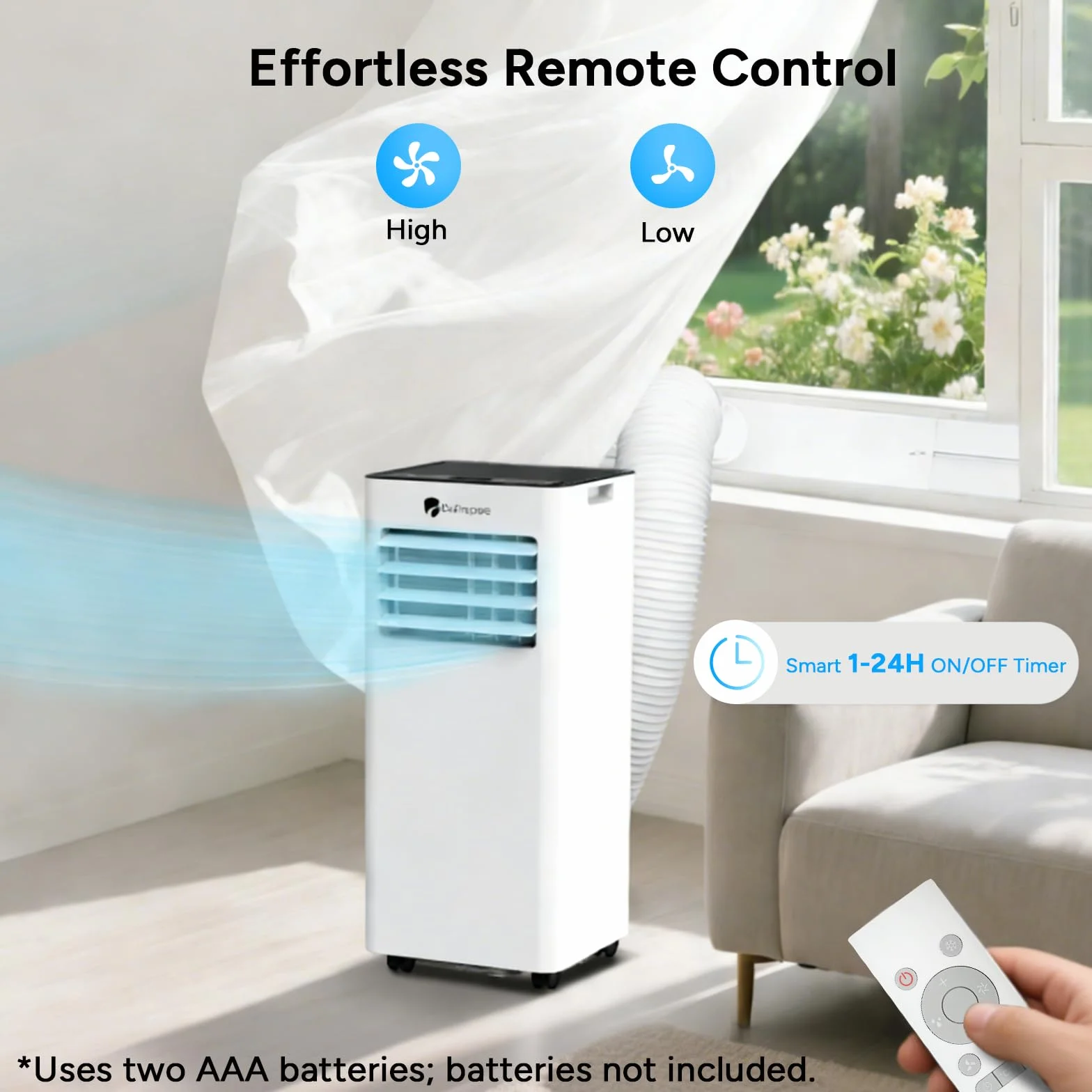 DR.PREPARE 4 w 1 klimatyzator przenośny 7000 BTU z chłodzeniem przenośnym, osuszaczem powietrza, wentylatorem i trybem snu z pilotem, chłodzi do 20 m², timer 1-24 godz.