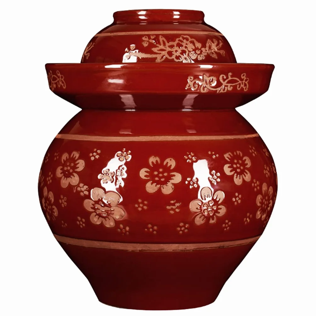 Naczynie do fermentacji, Tradycyjny chiński ceramiczny słoik do kiszenia z pokrywką uszczelką wodną, ​​duży, pogrubiony garnek kimchi(6KG)
