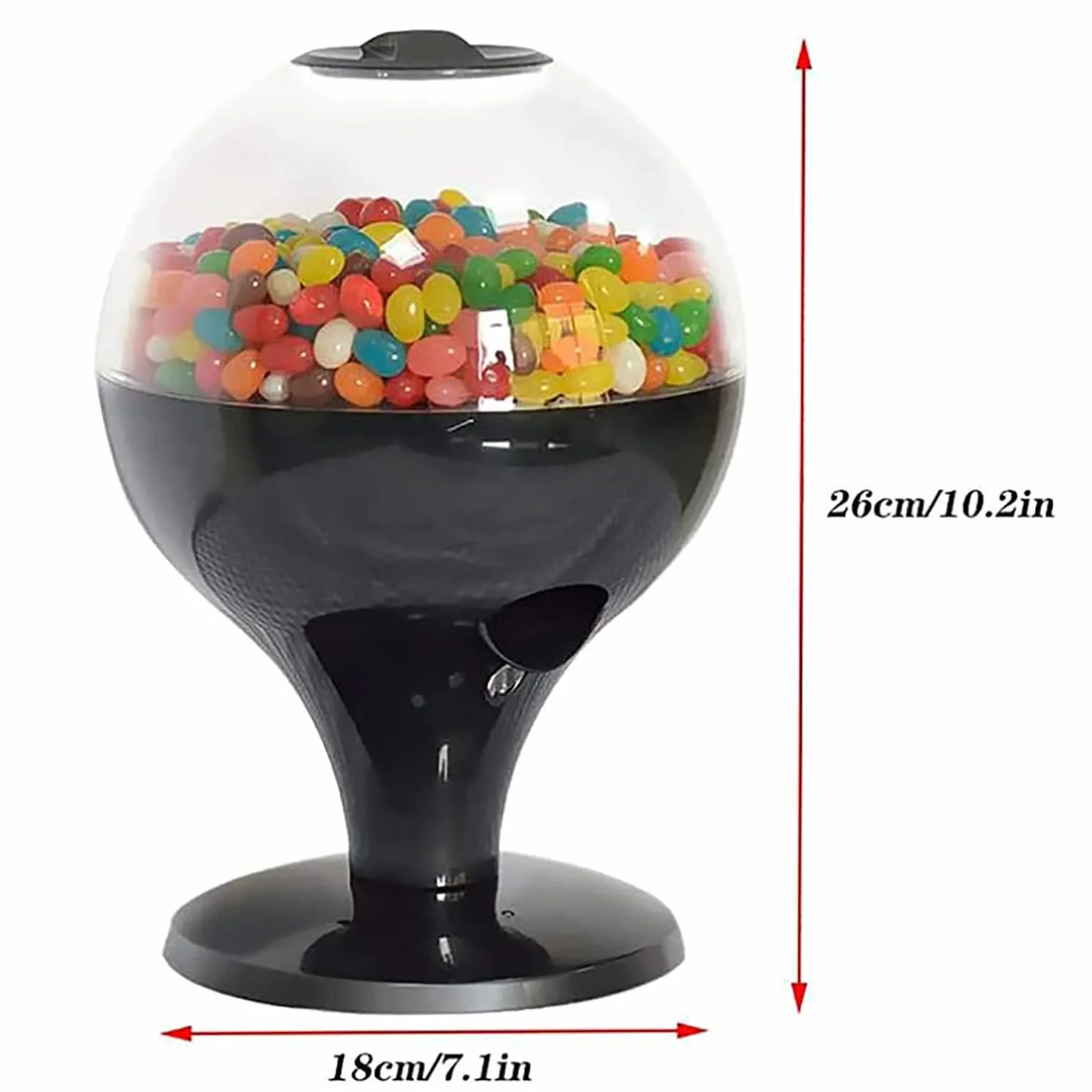 Automatyczny dozownik cukierków, aktywowany dotykiem, 1000 ml, do gumkulek, orzechów i przekąsek, minimalistyczny design, wysokość 260 mm, idealny do domu lub na imprezy