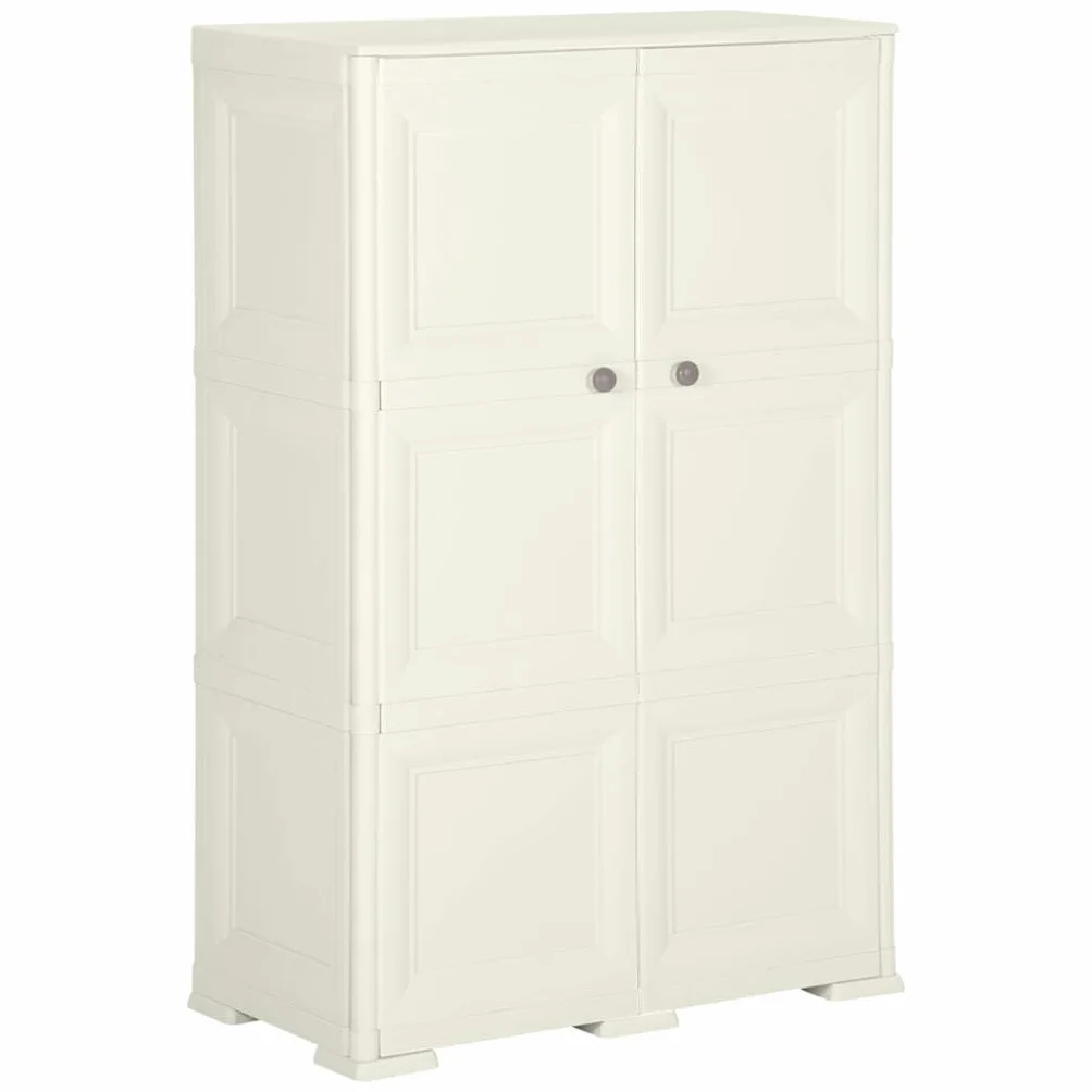 vidaXL Szafka plastikowa, 79x43x125 cm, wygląd drewna, waniliowa, szafka magazynowa, szafka do magazynku, szafeczka, szafki magazynowe