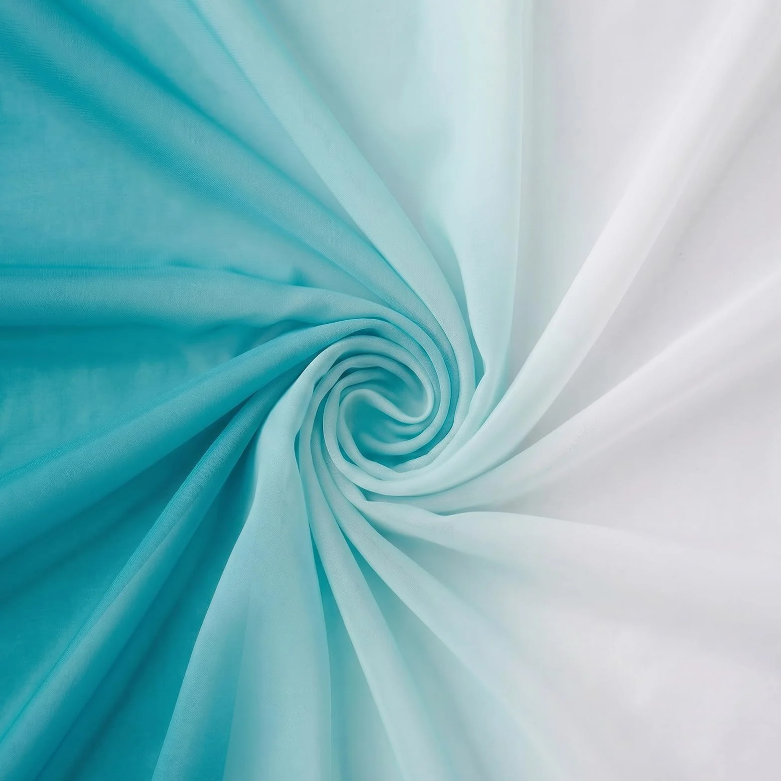 Melodieux Zasłony z lamówką, prześwitujące zasłony ombre do salonu, zestaw 2 sztuki, 260 x 140 cm, niebiesko-zielone