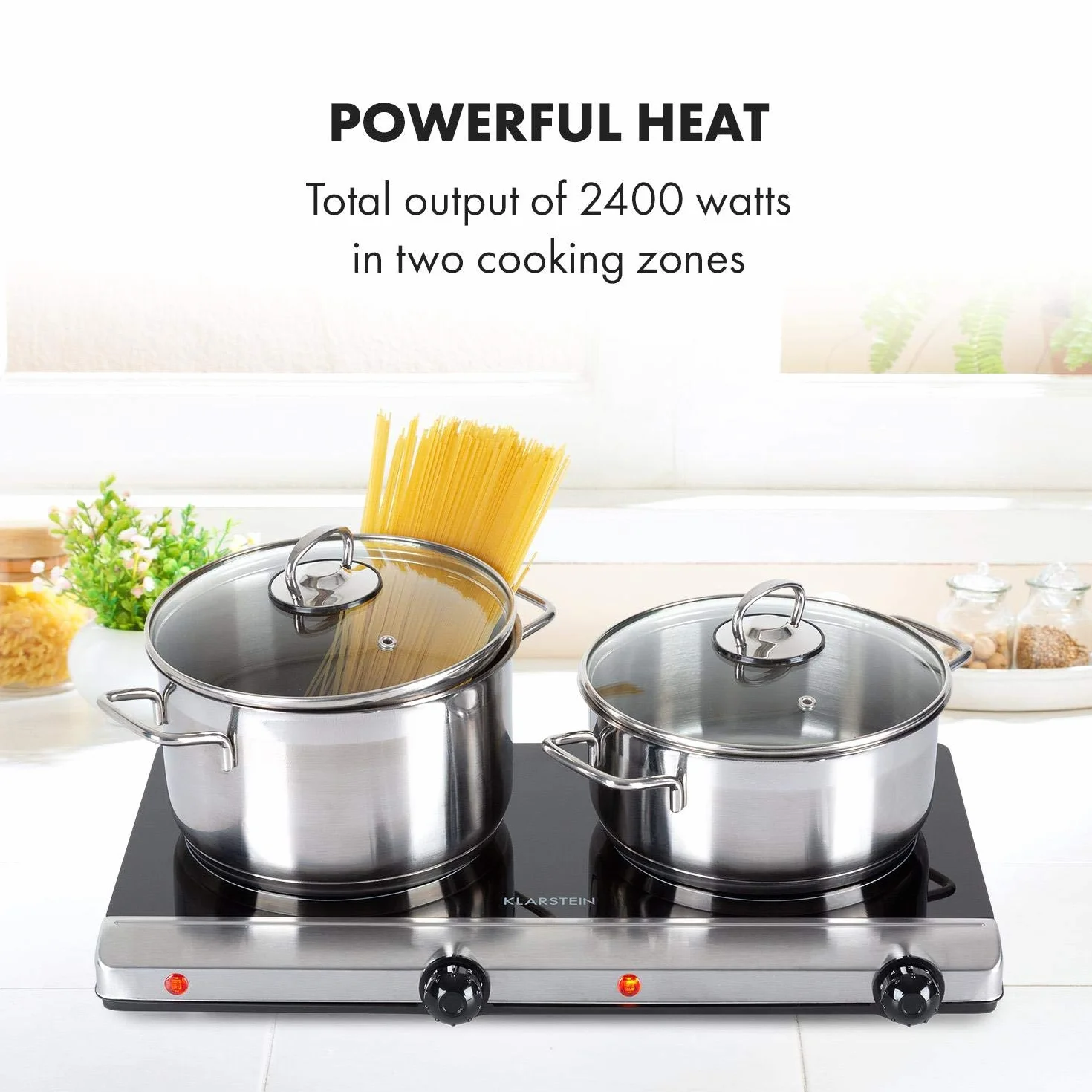 Klarstein Cookbuddy Podwójna płyta grzewcza 2400 W ceramika szklana 2x18 cm