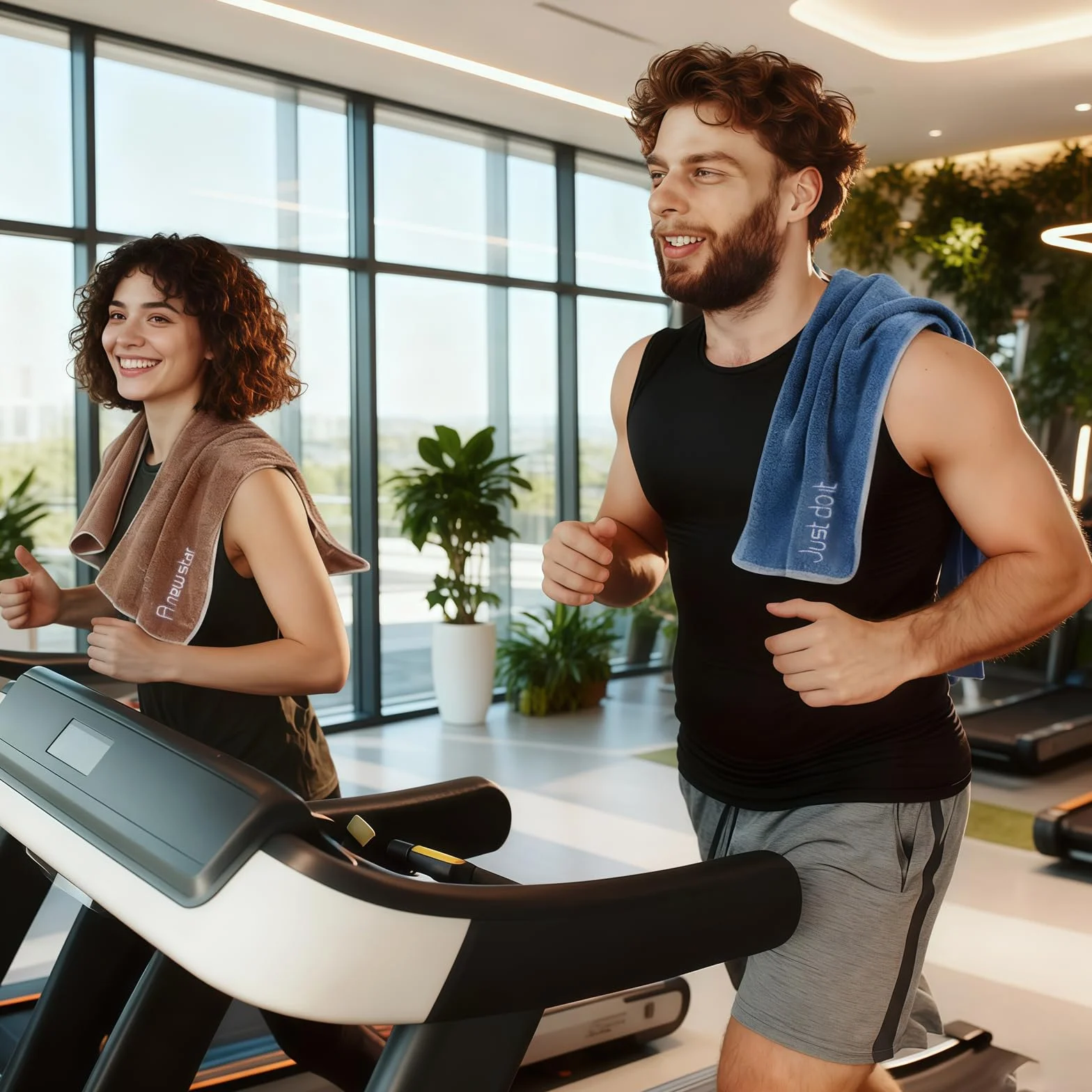 4 ręczniki do fitnessu, do studia fitness, szybkoschnące, z 4 haczykami, zestaw ręczników gimnastycznych, dla mężczyzn i kobiet, lekkie i chłonne, do uprawiania sportu, jogi, 35 x 75 cm