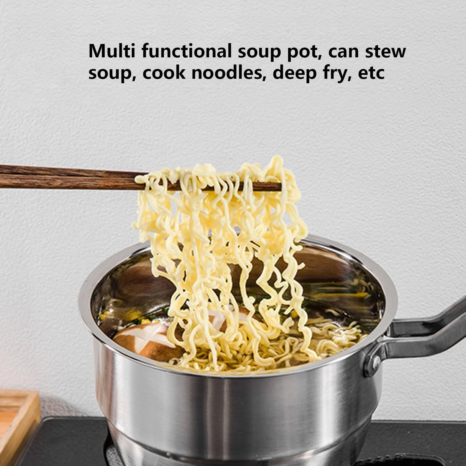 Garnek do frytkownicy ze stali nierdzewnej z pokrywką i koszem do gotowania na parze, wielofunkcyjny garnek do gotowania zup, frytek i spaghetti