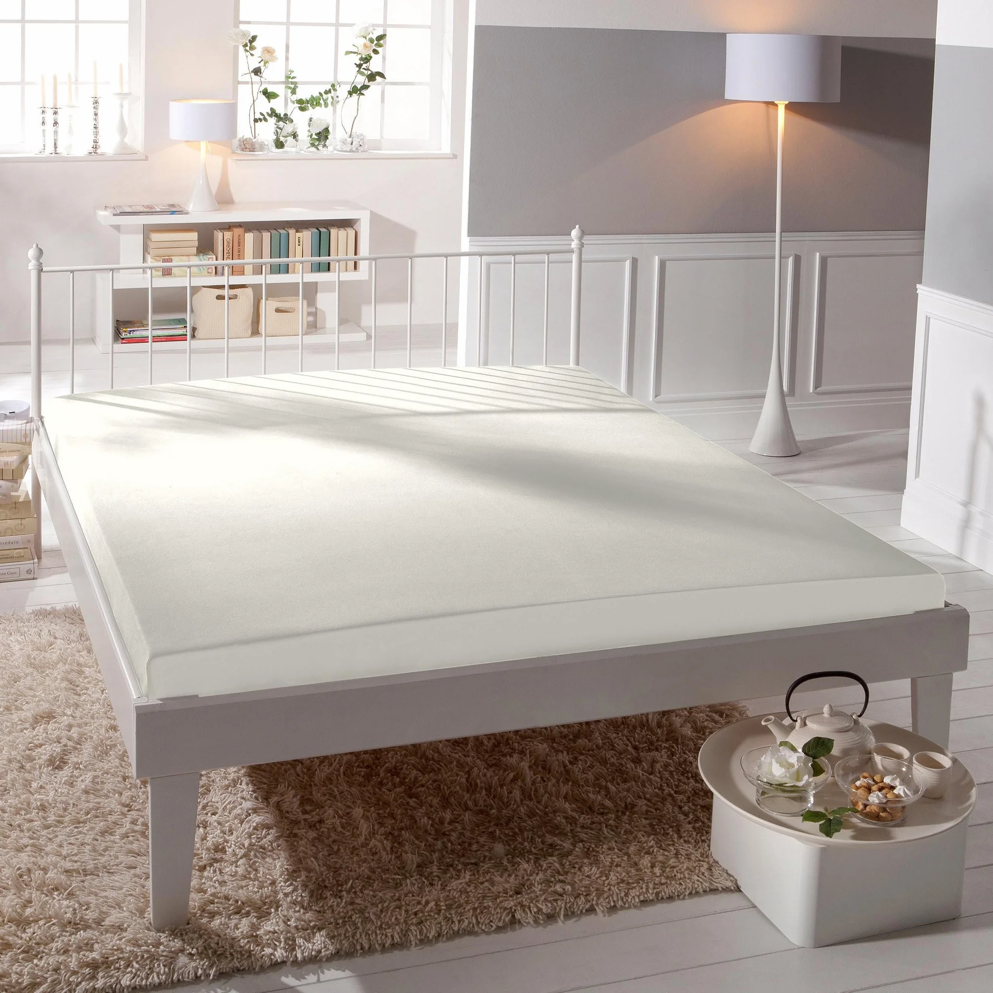 Formesse prześcieradło z gumką Bella Donna Jersey do materacy i łóżek wodnych 140-200x160-220 cm w kolorze białym wełnianym