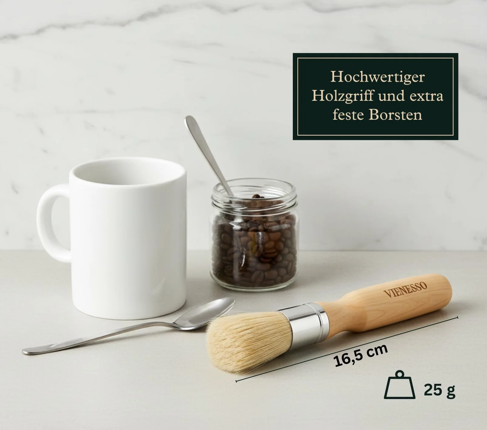 Barista pędzel sitkowy – szczotka do espresso i młynek do kawy ze szlachetnym drewnianym uchwytem | e-book Barista