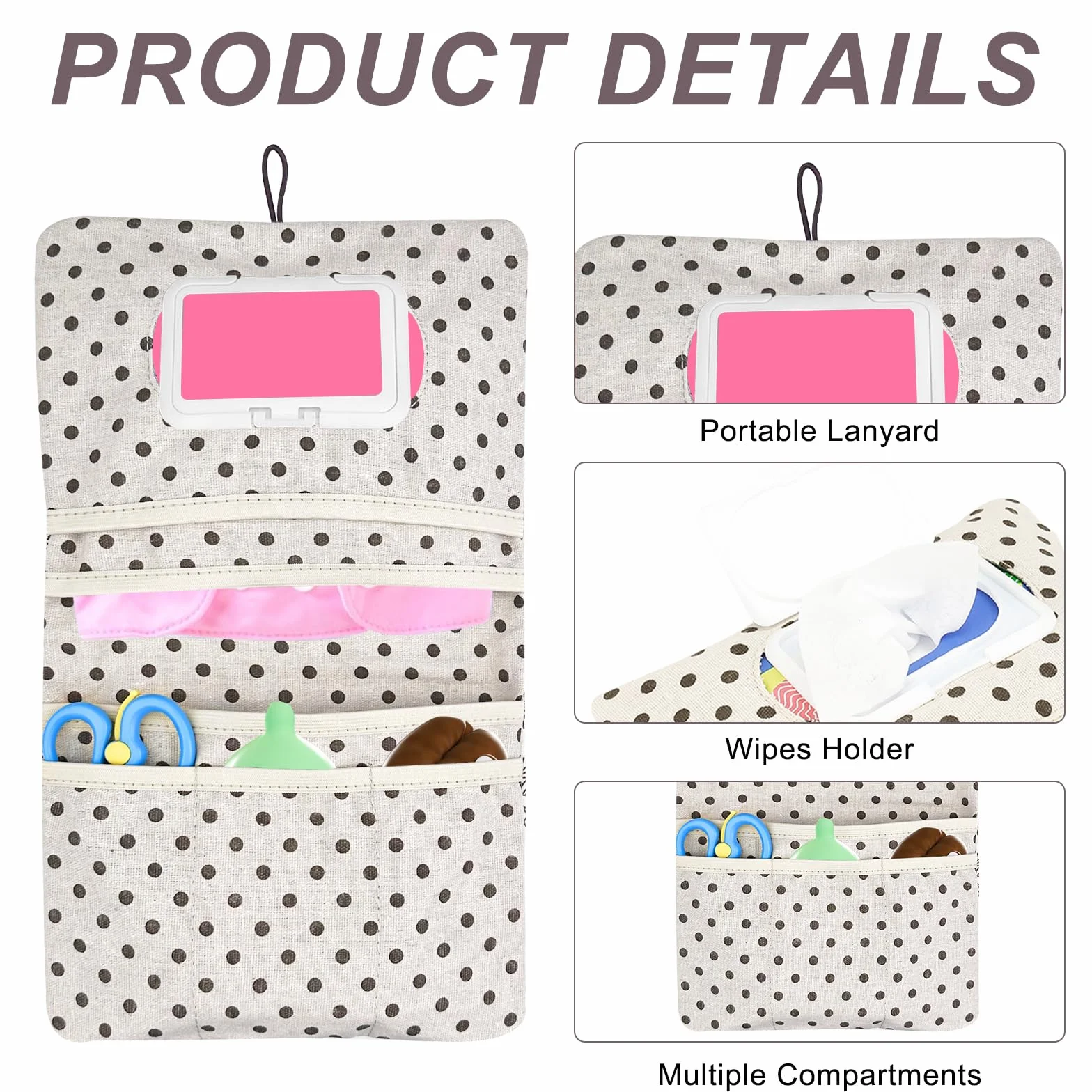 2w1 Torba na pieluchy dla niemowląt, Home Organizer Kosmetyczka(Liść)