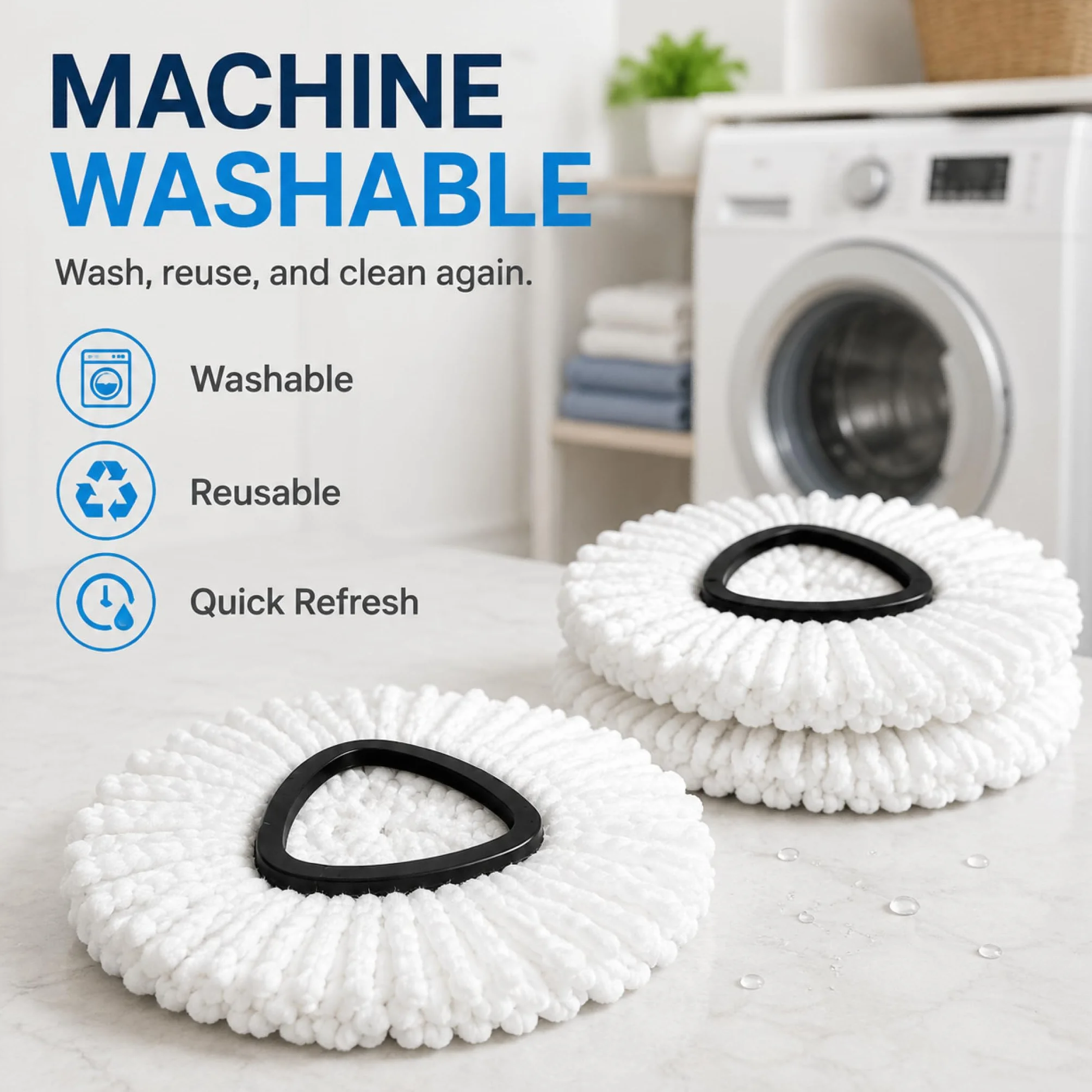 CLEAN PIONEER 6-pak wymiennych głowic do mopa kompatybilnych z Spin EasyWring Triangle Spin Mop, wkłady do mopa obrotowego z mikrofibry, łatwe czyszczenie, zamiennik głowicy mopa w 100% z mikrofibry