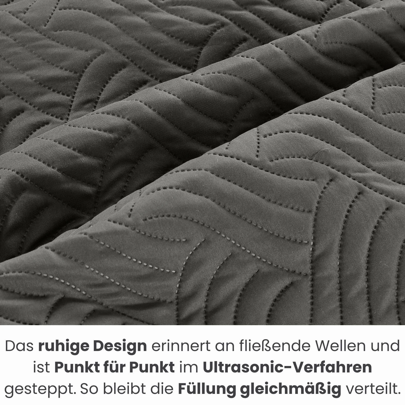Wometo OekoTex Narzuta 220 x 240 cm Poszewka z Mikrofibry Szara Watowana Pikowana Dwustronna XXL