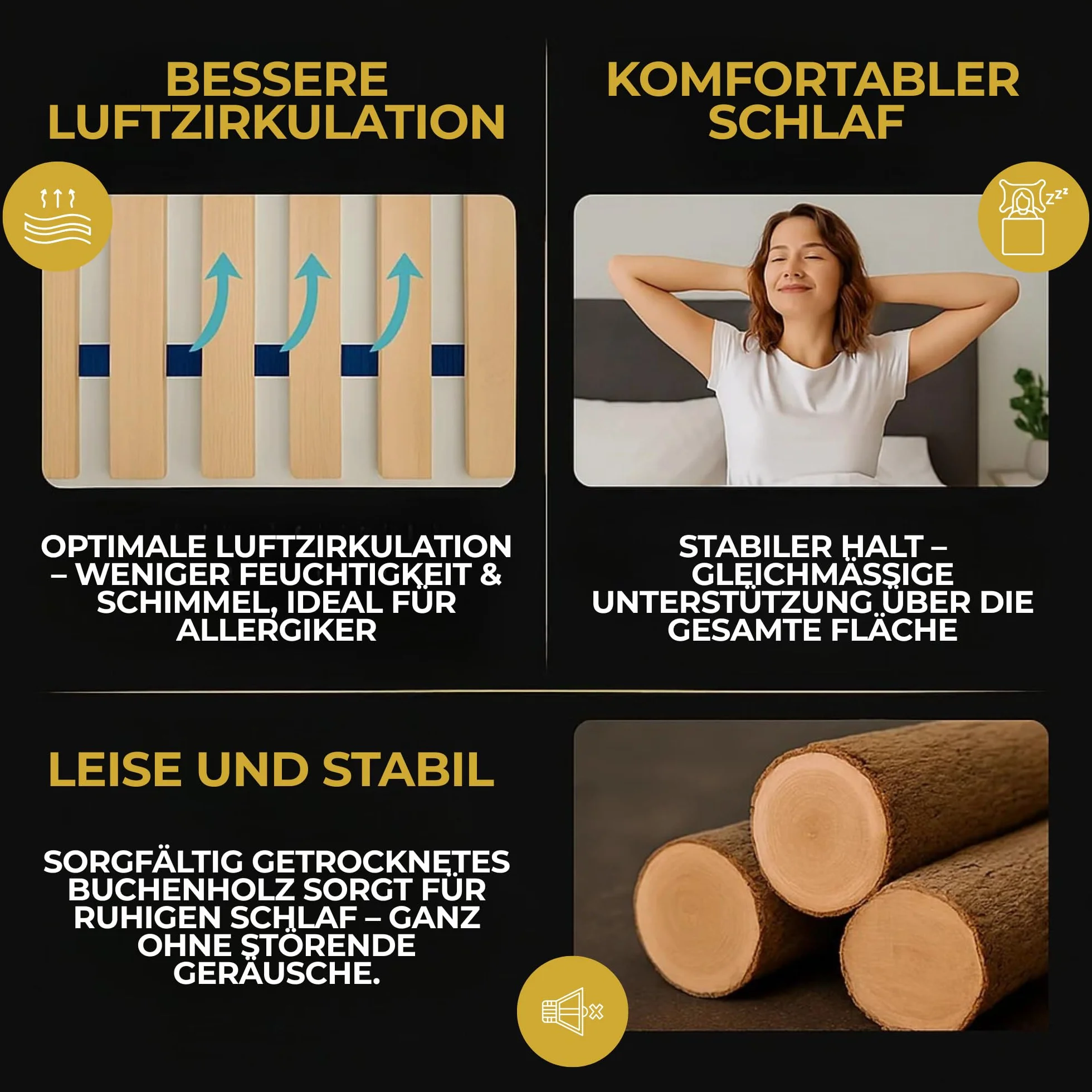 Rolowany Stelaż Listwowy 160x200 cm PREMIUM – 22 Listew z Litego Drewna Bukowego x2, Nośności do 170 kg na Stronę, Wytrzymały i Łatwy w Montażu, Wkręty w Zestawie