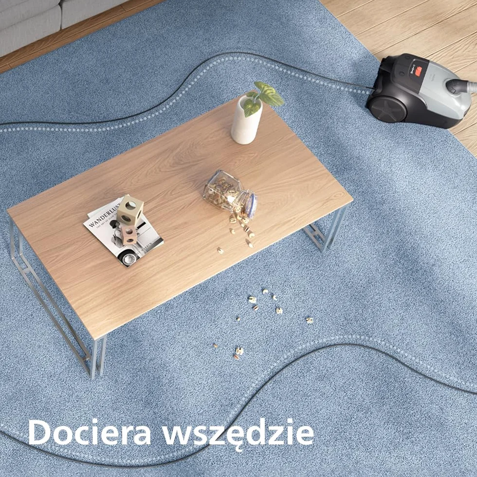 Odkurzacz workowy Philips Seria 2000 – Kompaktowy i lekki, silnik 800 W, filtr HEPA wyłapuje 99,9% kurzu, końcówka wielofunkcyjna, zasięg 9 m, duży worek na kurz (XD2142/12)