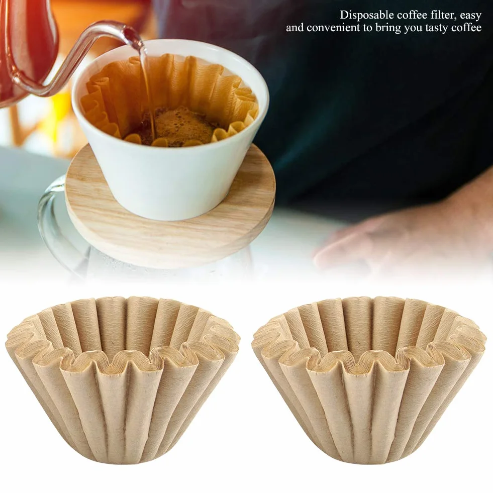 Filtry do Kawy o Pojemności 50 Sztuk, Niebielone Filtry do Kawy z Koszem, Brązowe Jednorazowe Filtry do Kawy, Biodegradowalne Filtry Biodegradowalne,Papier do Restauracji,
