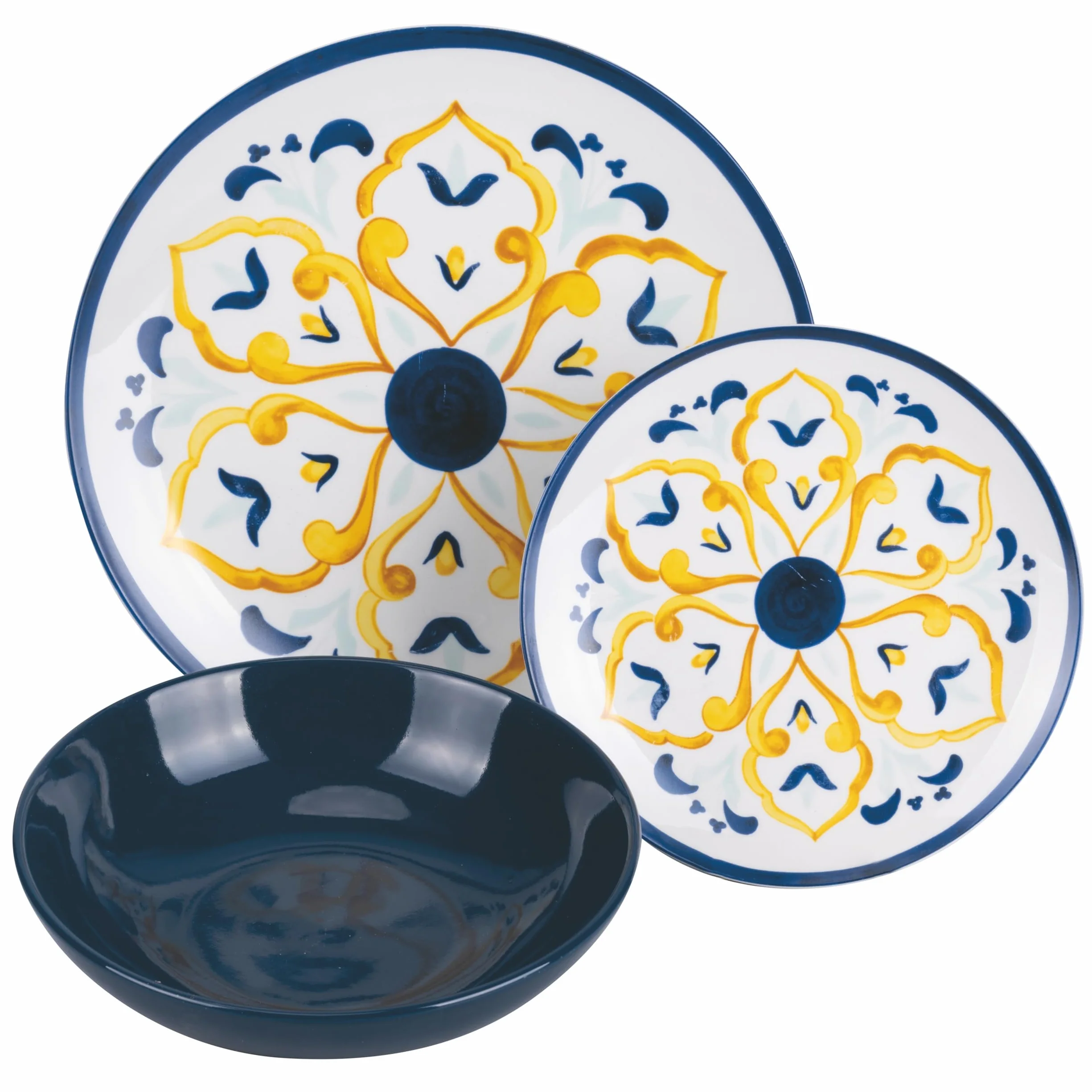 18-częściowy serwis obiadowy z porcelany i kamionki, 6-osobowy zastawa stołowa, Sycylia