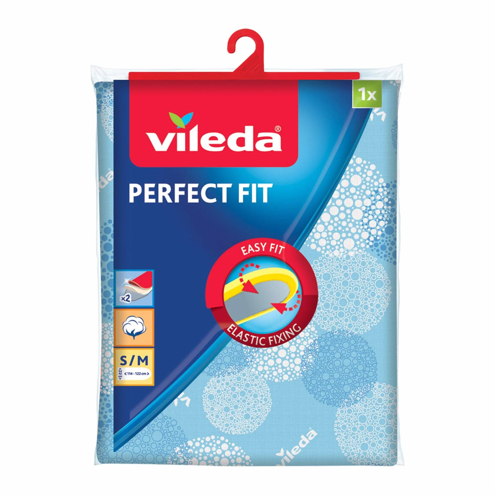 Vileda Viva Express Perfect Fit Elastic pokrowiec na deskę do prasowania, optymalne dopasowanie dzięki systemowi napinania, kolor niebieski