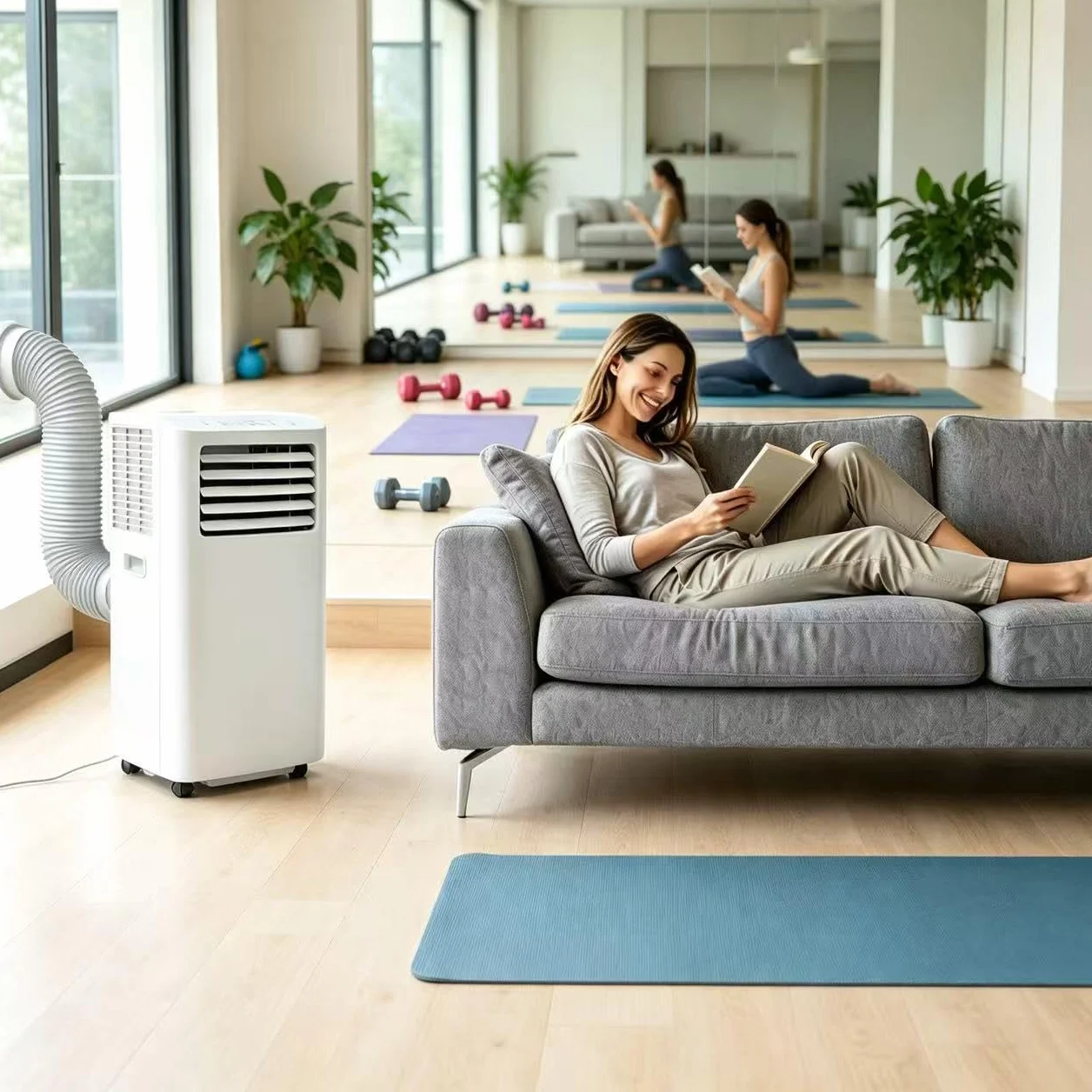 Przenośny klimatyzator 4 w 1 (12 000 BTU) z 24-godzinnym timerem i zestawem do wyciągania okien; wydajny, przenośny klimatyzator odpowiedni do domu lub biura (30 m²).