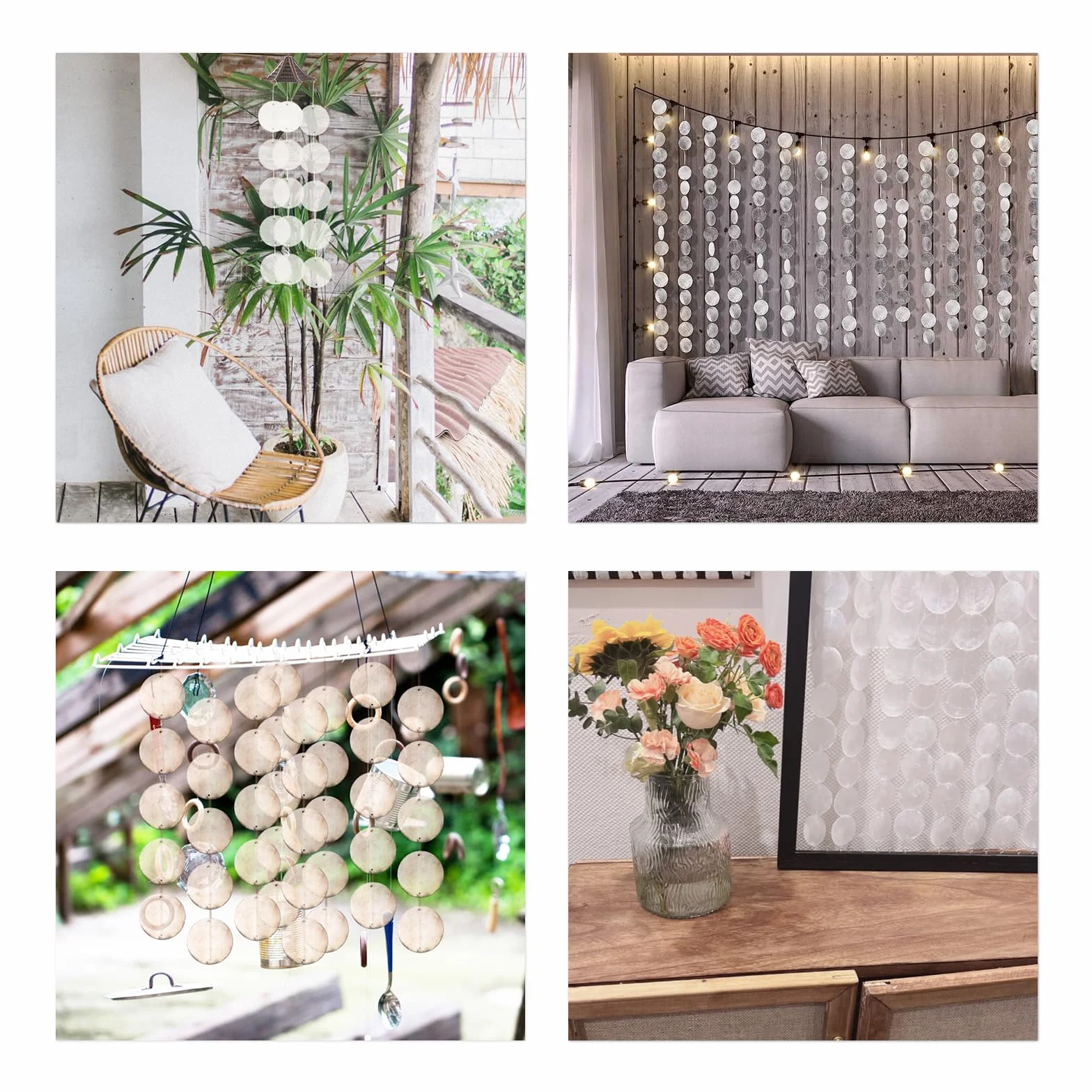 100 sztuk muszelek z masy perłowej, okrągłe krążki z masy perłowej z dwoma otworami, zawieszki w stylu retro, girlanda z muszli, do majsterkowania, dekoracji domu, muszli morskich (białe)