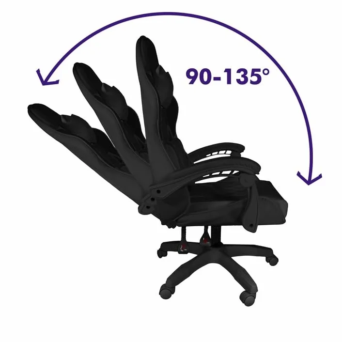 Fotel Gamingowy Prestige – Ergonomiczne Krzesło Biurowe z Funkcją Masażu i Wysuwanym Podnóżkiem, Miękka Tapicerka Materiałowa, Poduszka Lędźwiowa i Zagłówkowa (Czarny (Welur))