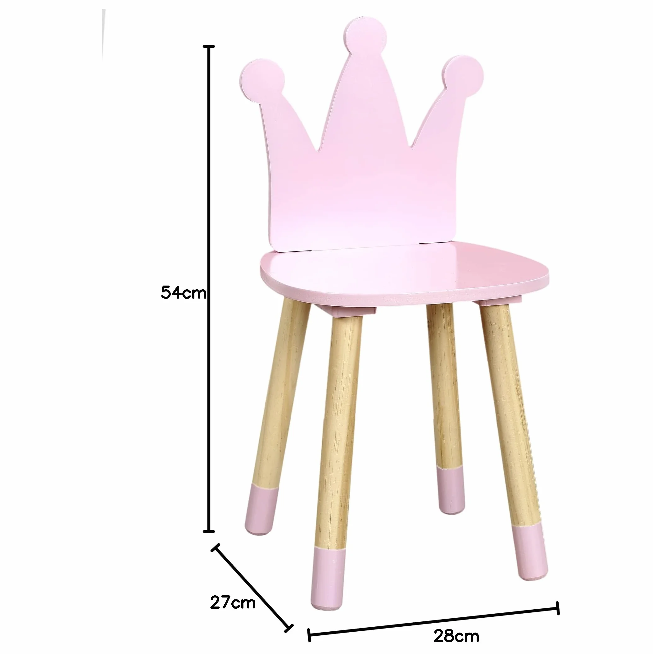 Home Deco Kids HD6922 różowe krzesło w kształcie korony do pokoju dziecięcego, meble, dekoracja, drewno sosnowe, 28 x 27 x 54